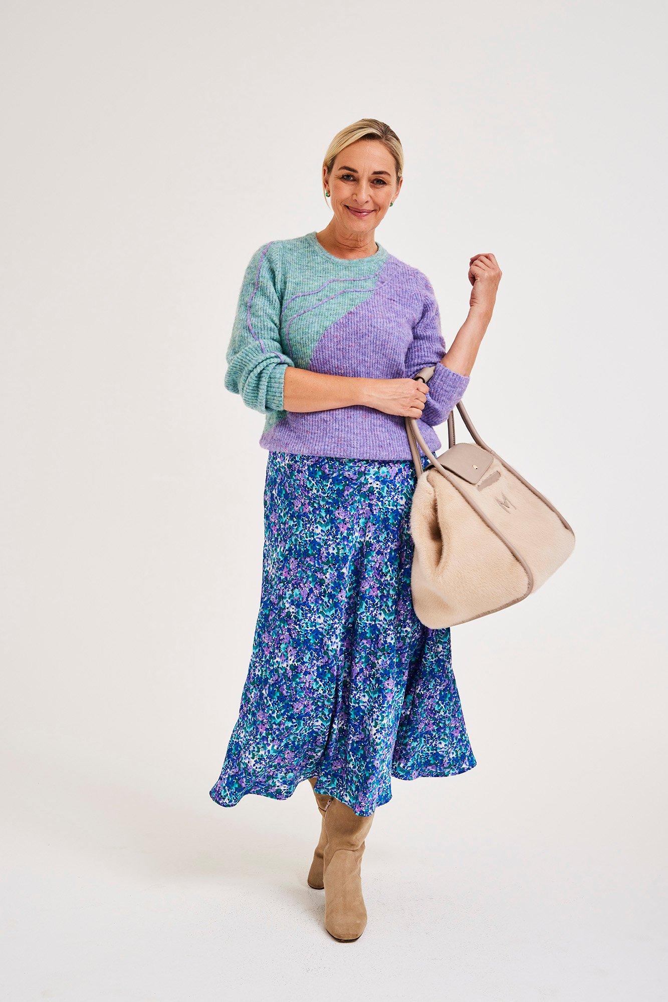 Jupe évasée en satin à fleurs - null - may