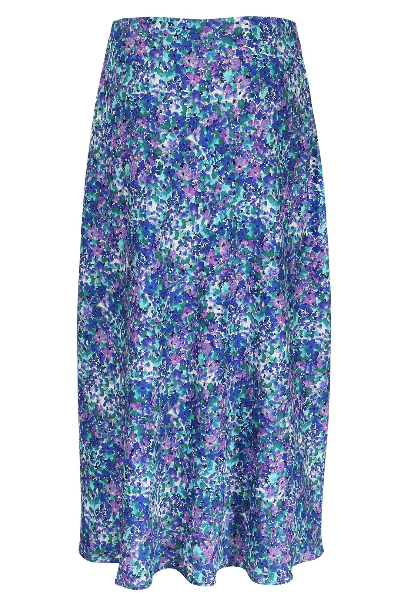 Jupes - Jupe évasée en satin à fleurs