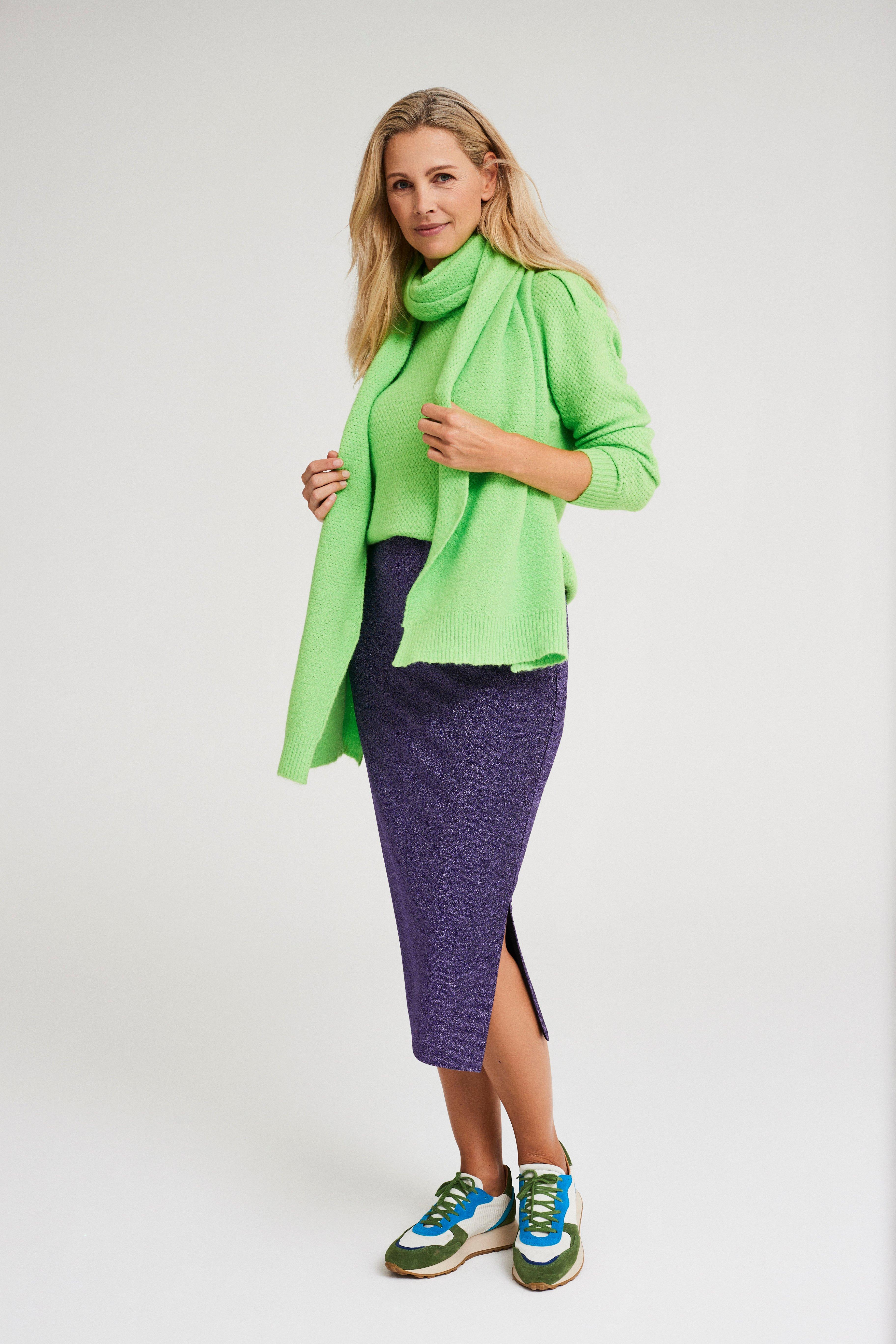 Rokken - Lurex kokerrok met zijsplit