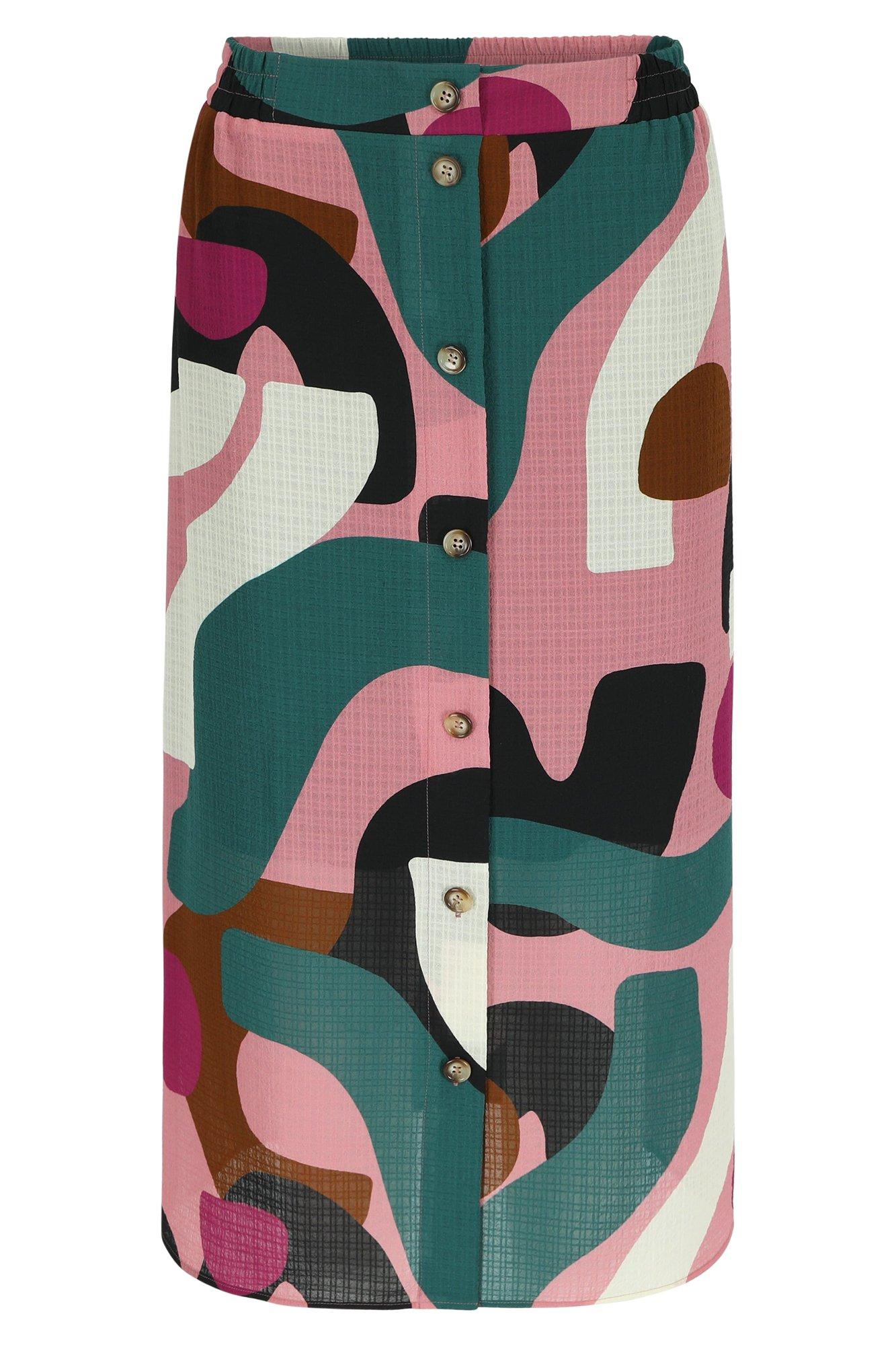 Kuitlange doorknooprok met print - null - may