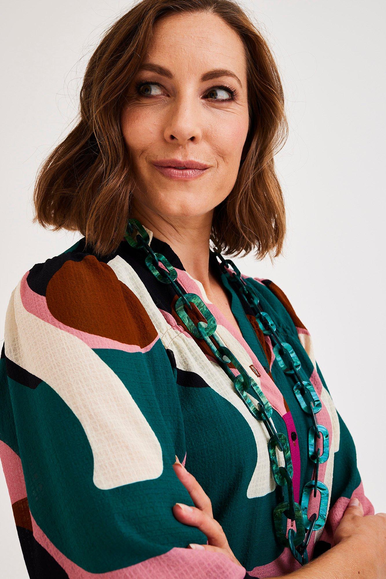 Seersucker blouse met frons - null - may