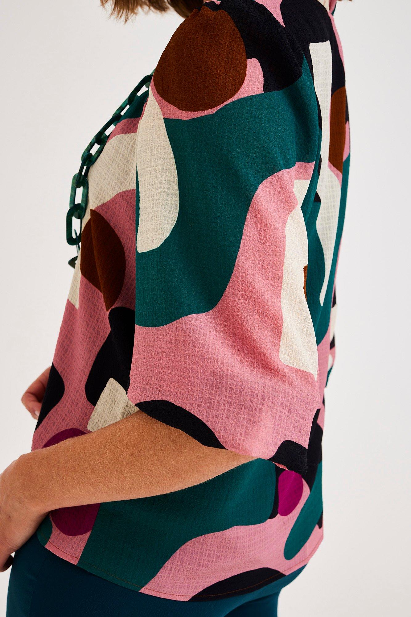 Hemden - Seersucker blouse met frons