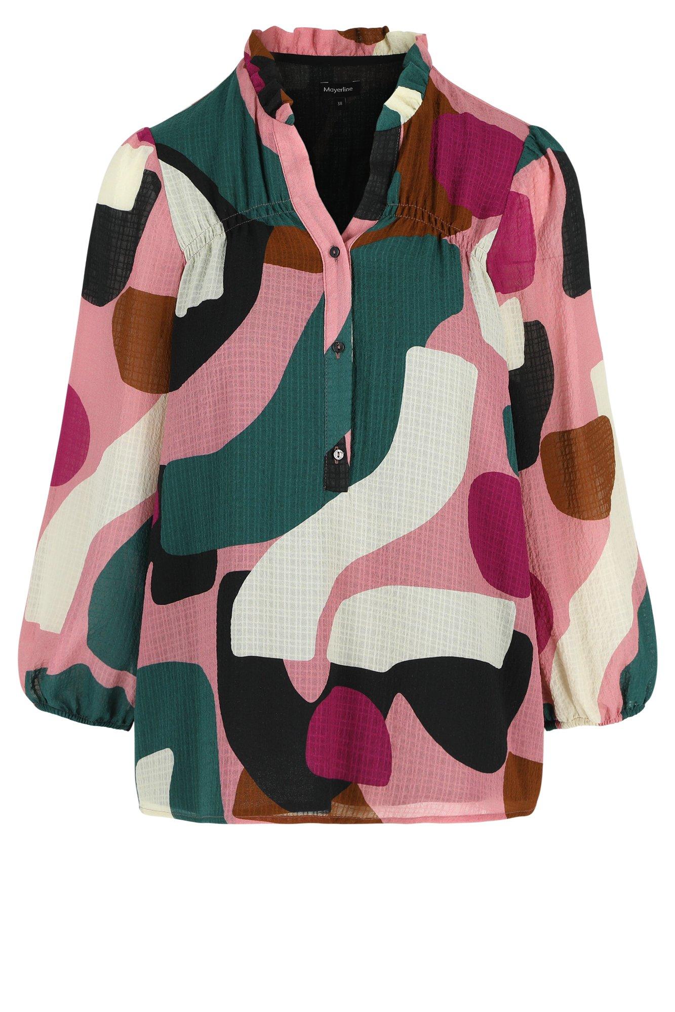 Hemden - Seersucker blouse met frons