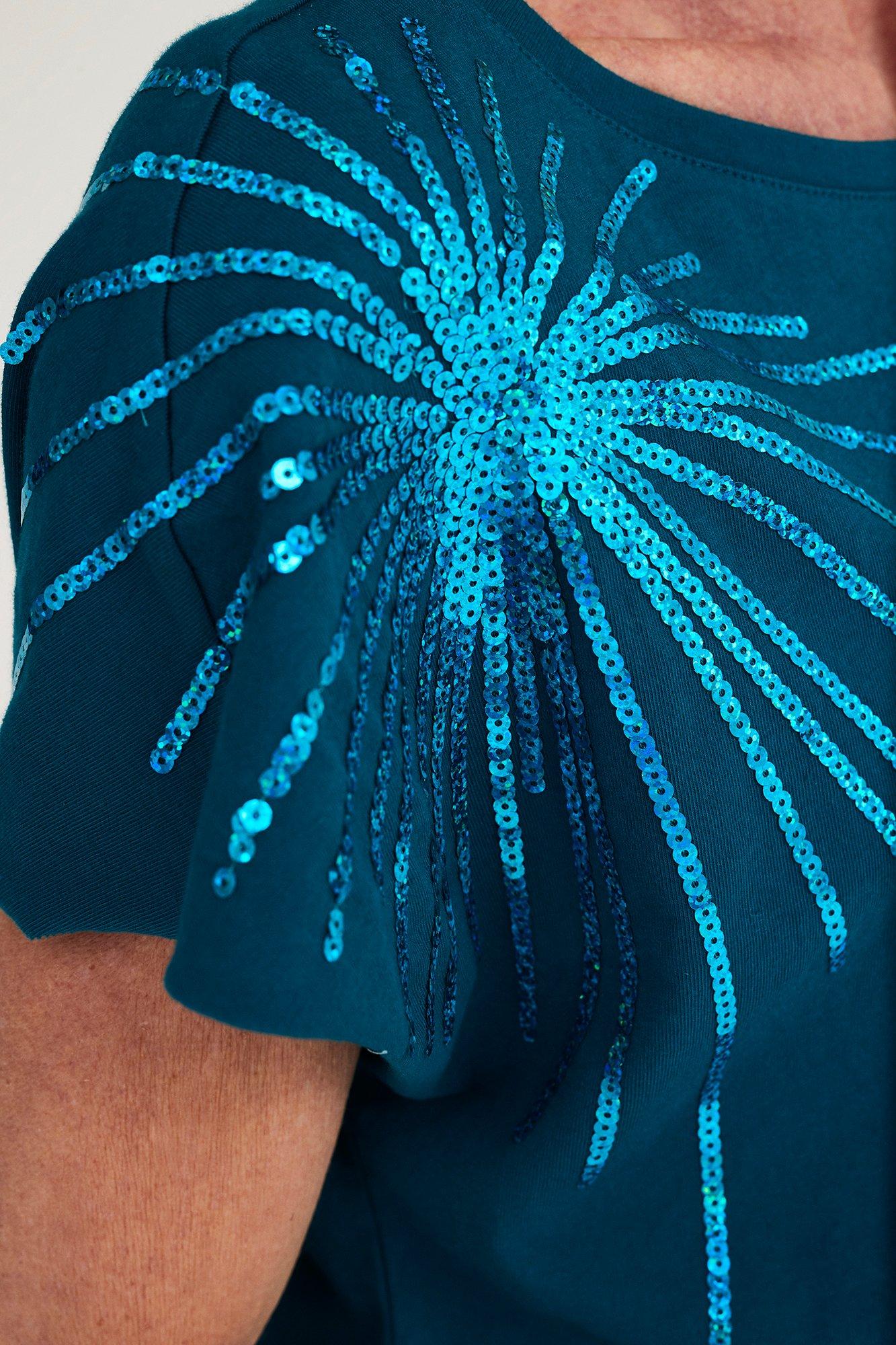Sweatvest - T-shirt op elastiek met lovertjes