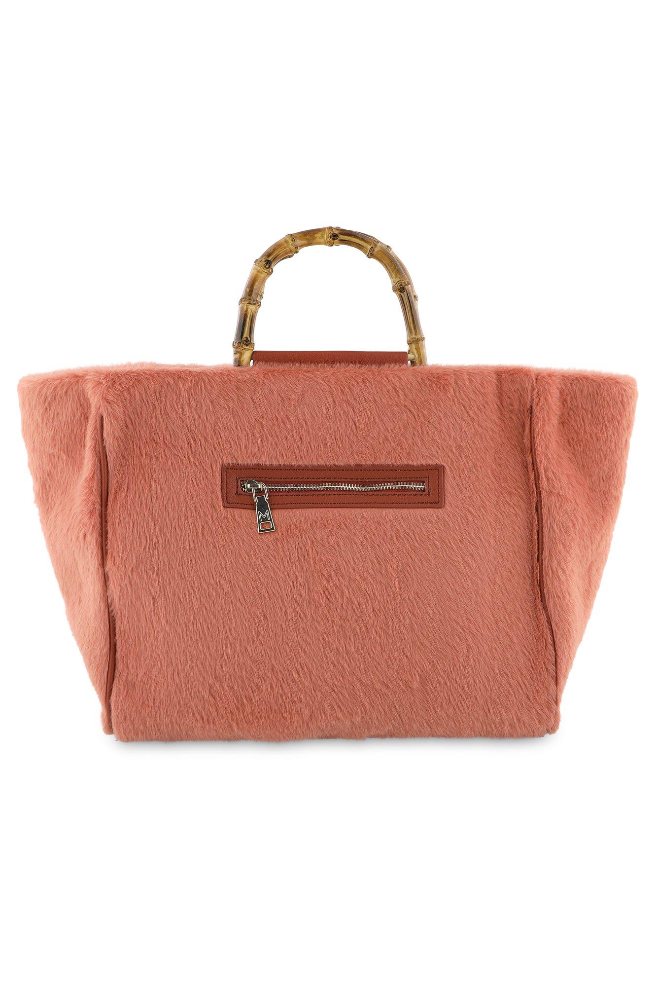 Babyspulletjes - Faux fur shopper met bamboe handvat