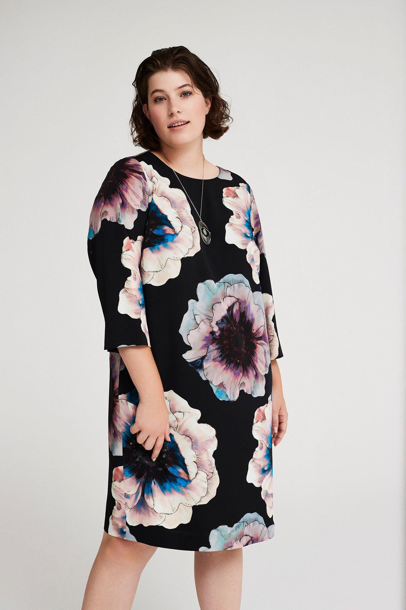 Robe imprimée droite en satin - null - may