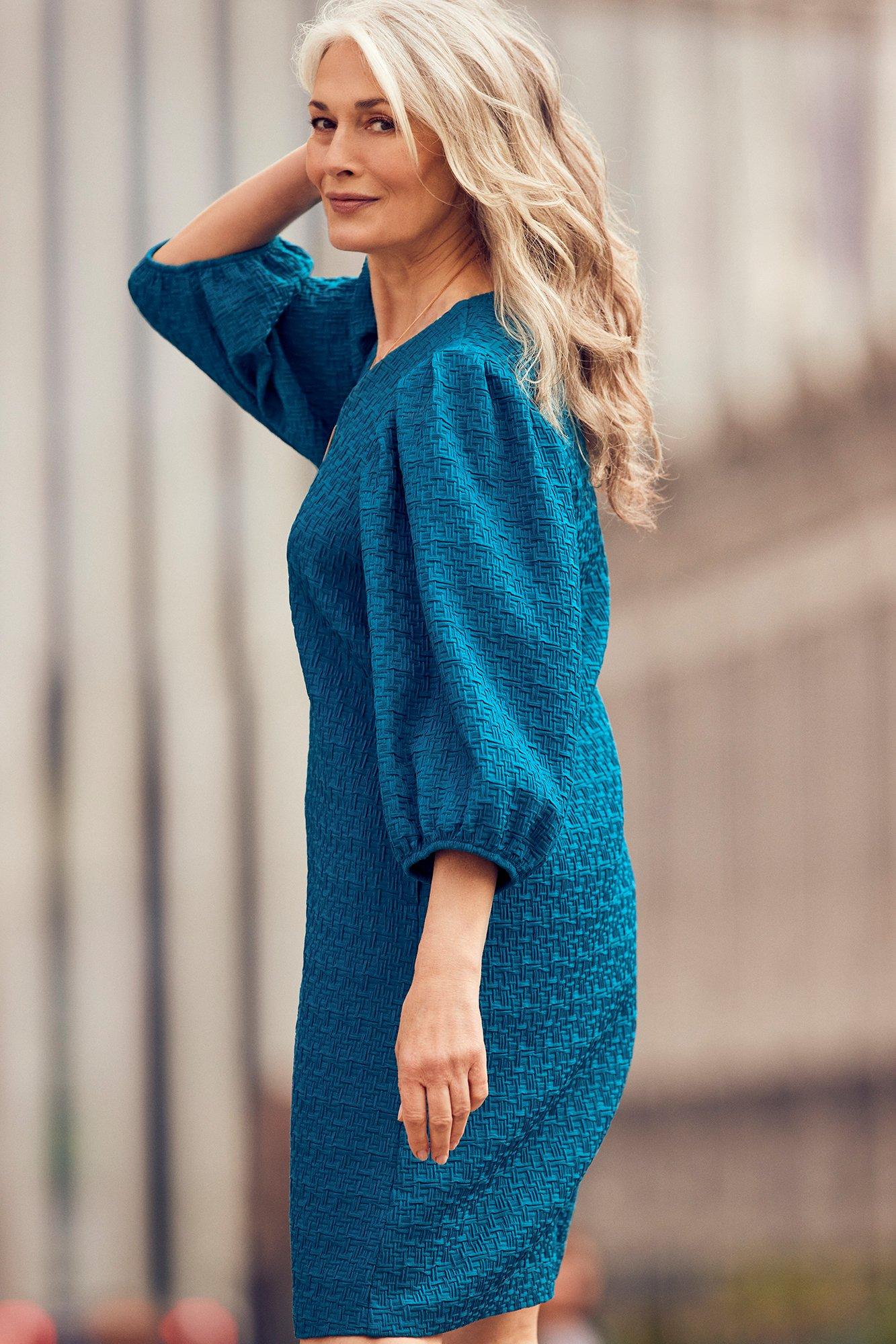 Robe en jacquard 3D manches ballon - null - may