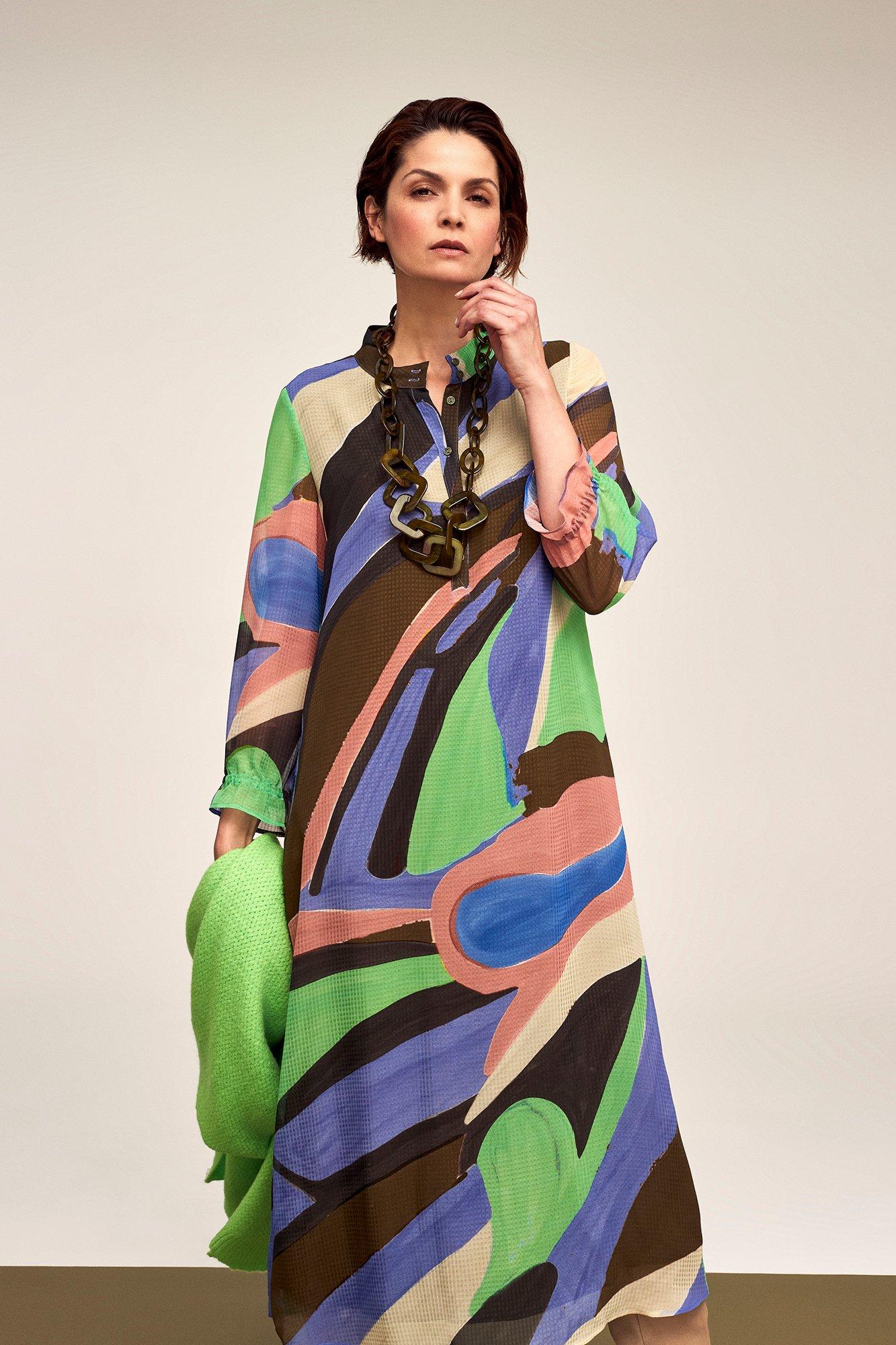 Robe maxi imprimée en voile gaufré - null - ame
