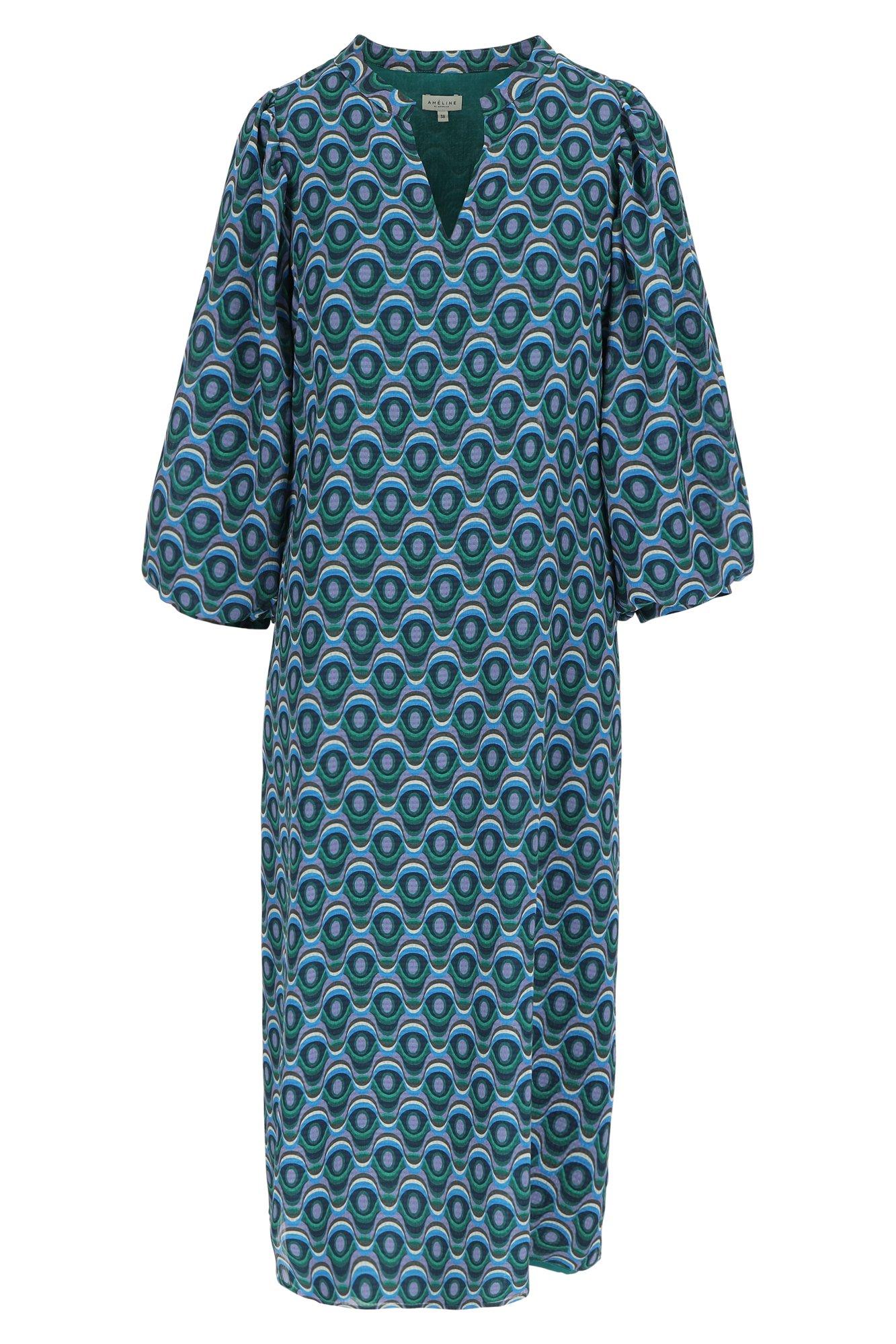 Robes - Robe en voile à imprimé oeil de paon