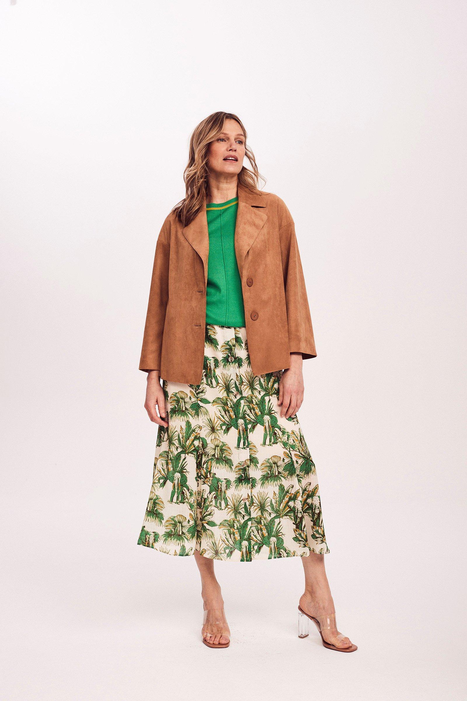 Rokken - Rok in seersucker met safariprint