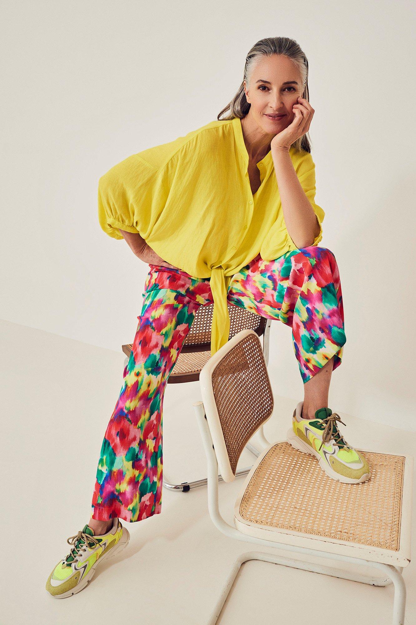 Pantalons - Pantalon imprimé large en crêpe