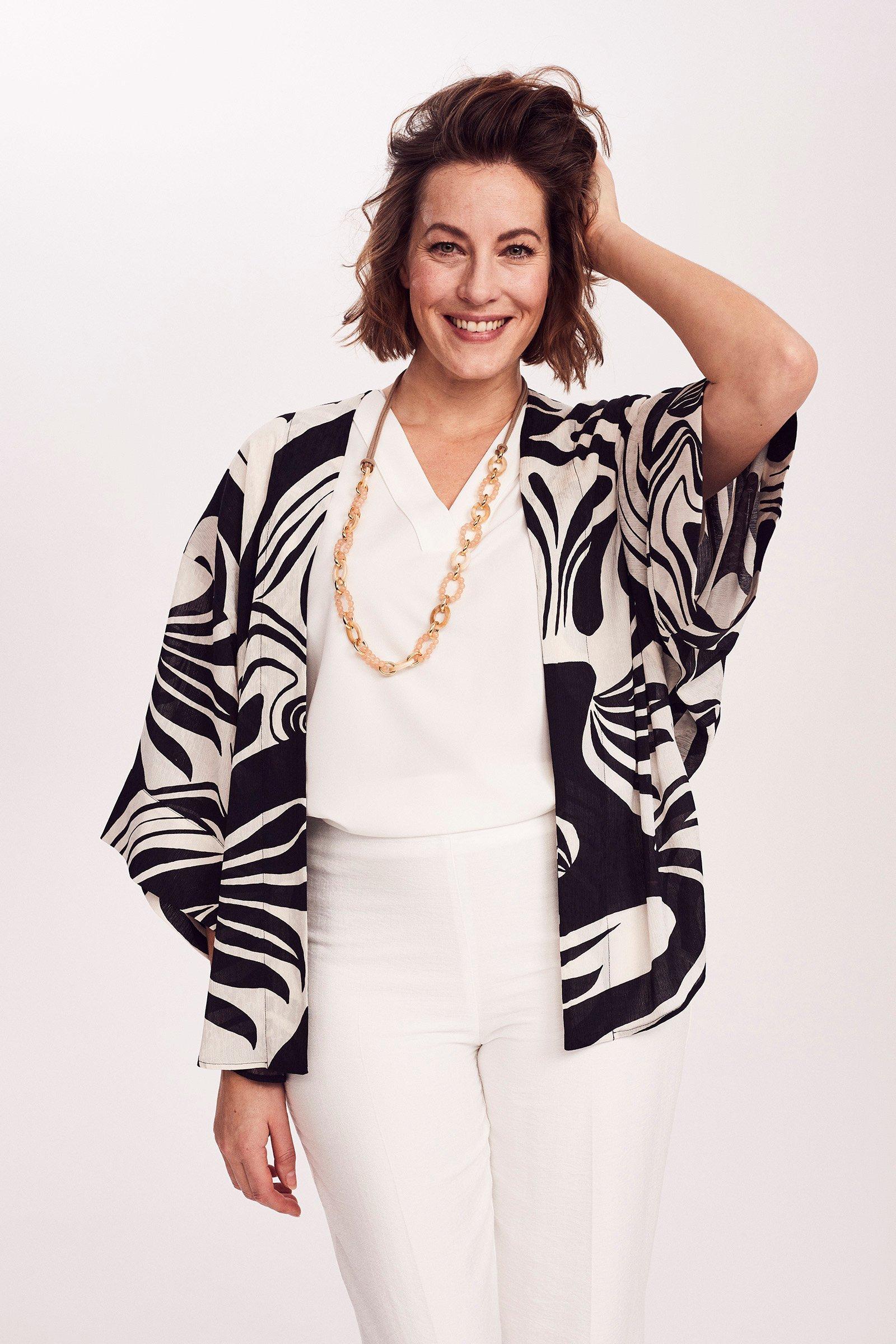 Hemden - Easy care kimono met abstracte print