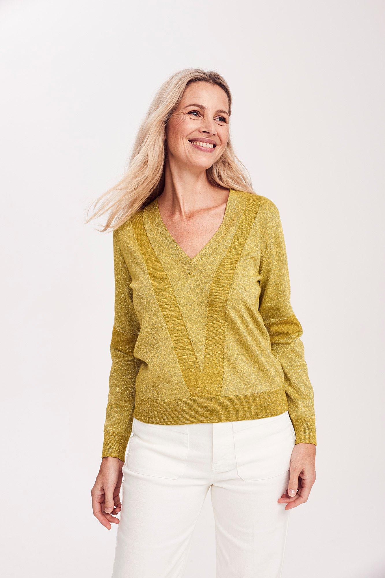 Pull col V au motif amincissant - null - may