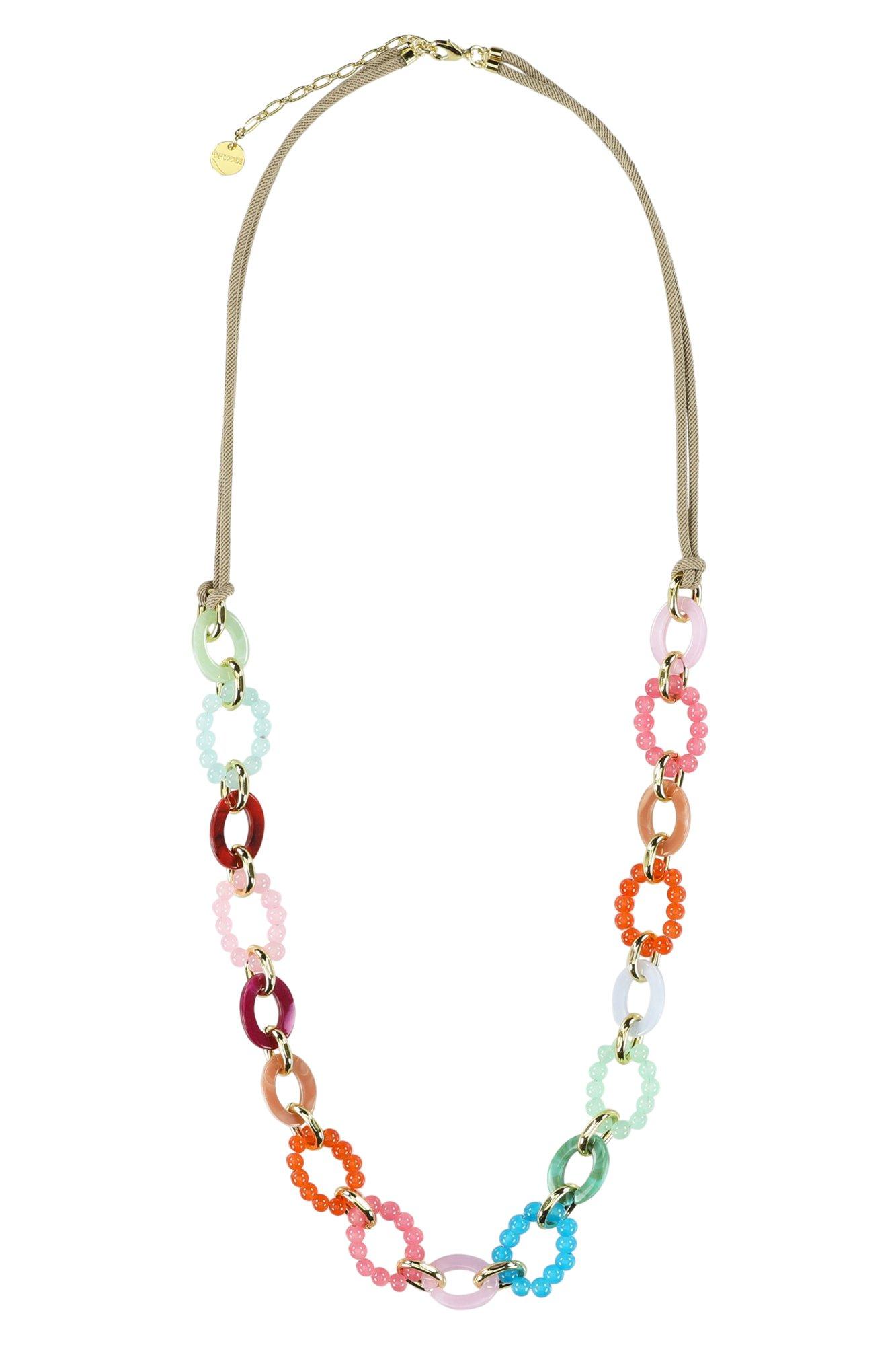 Veelkleurige fantasie ketting met kleine en grote kralen - may