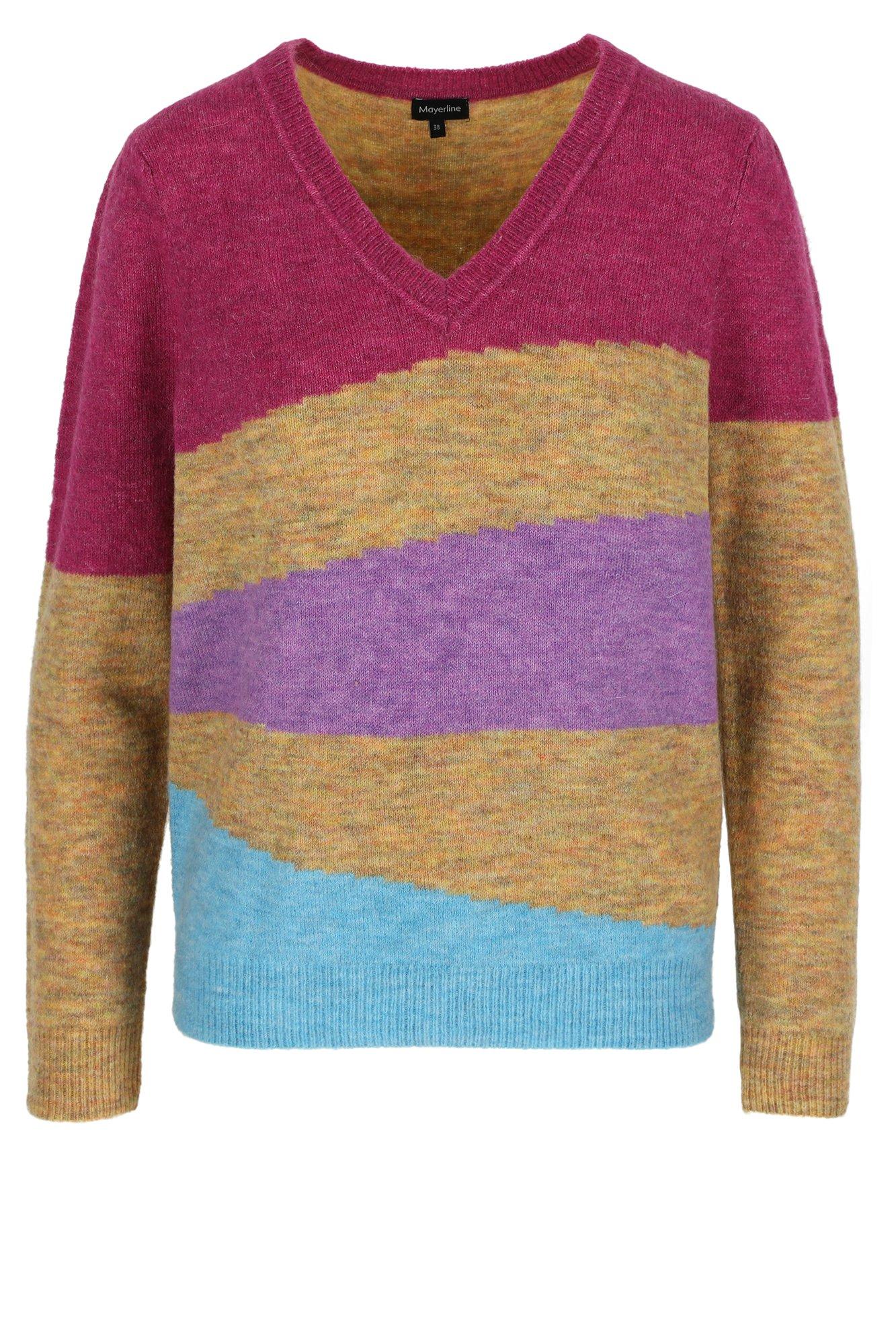 Truien - Colourblocking trui in mohairmix