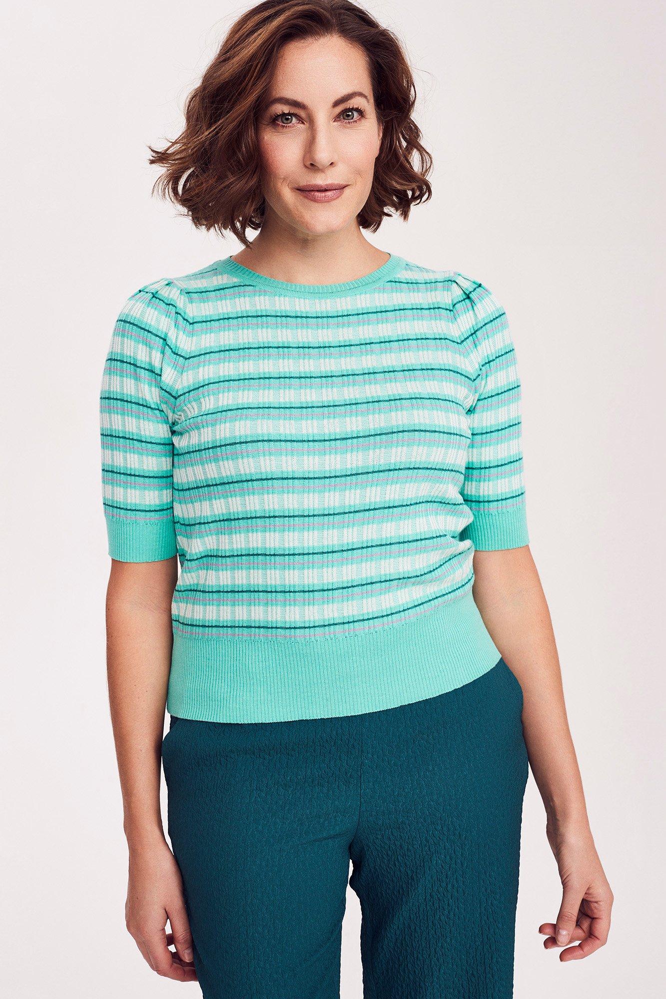 Pull à carreaux manches bouffantes - null - may