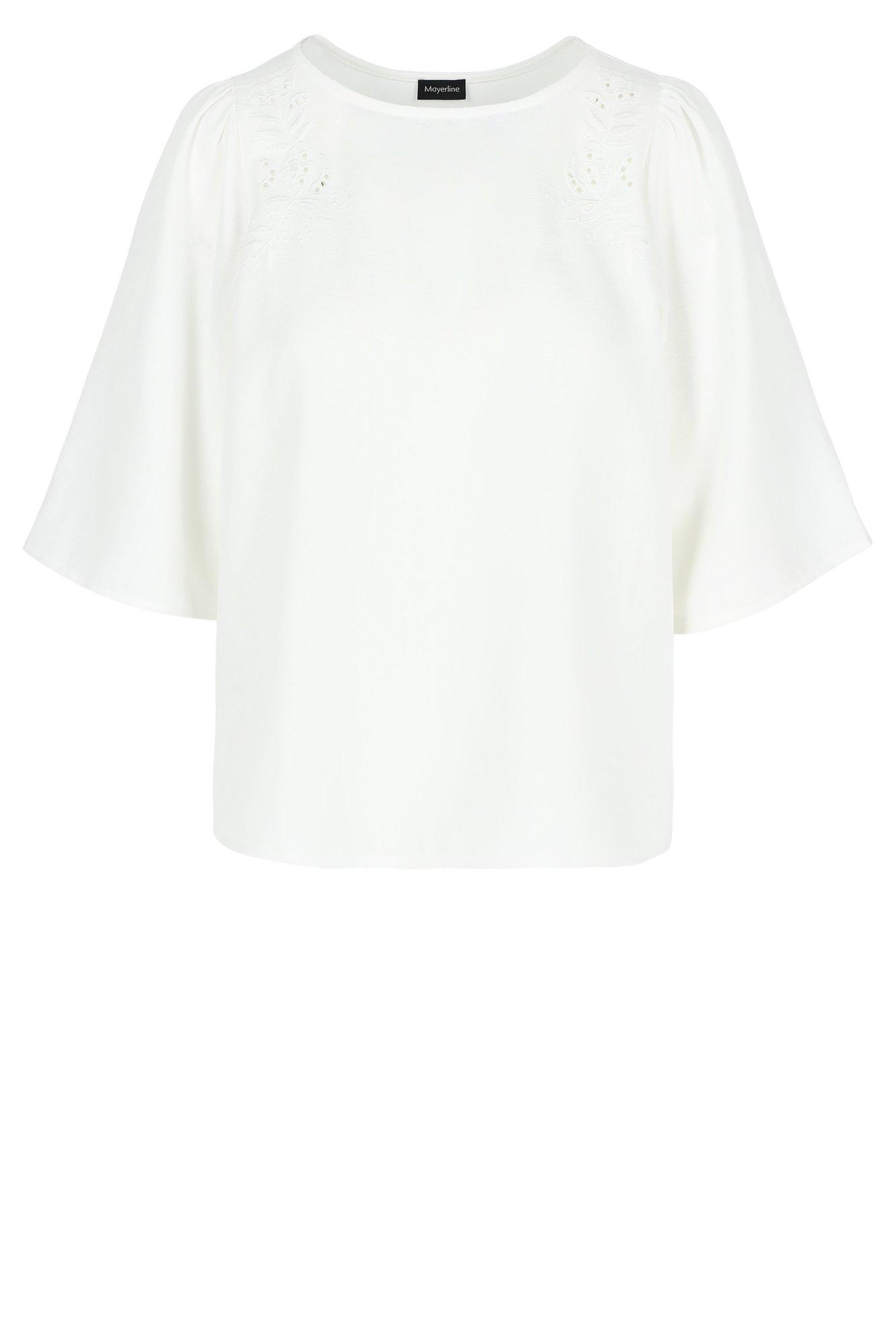 T-shirt in viscose met borduurwerk op de schouders - null - may