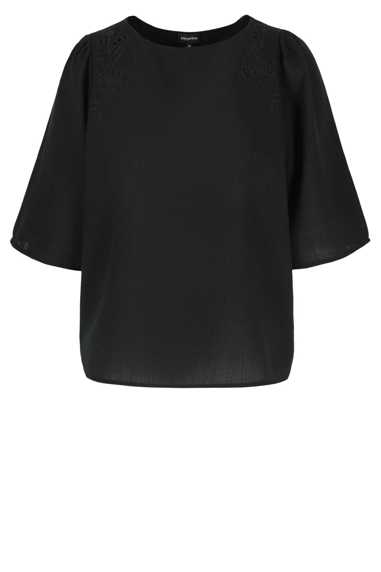 Hemden - T-shirt in viscose met borduurwerk op de schouders
