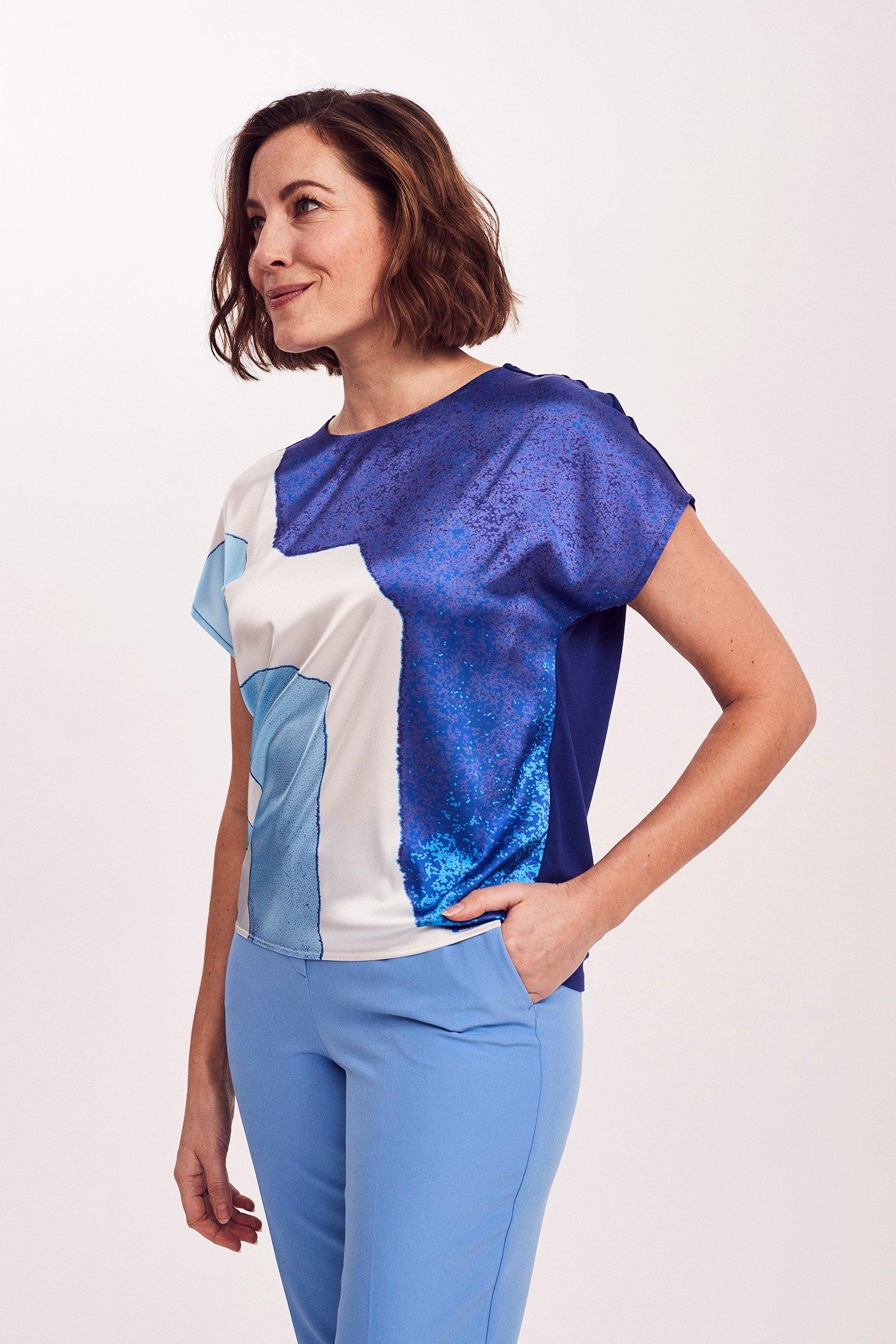 T-shirtblouse met satijnen front - may