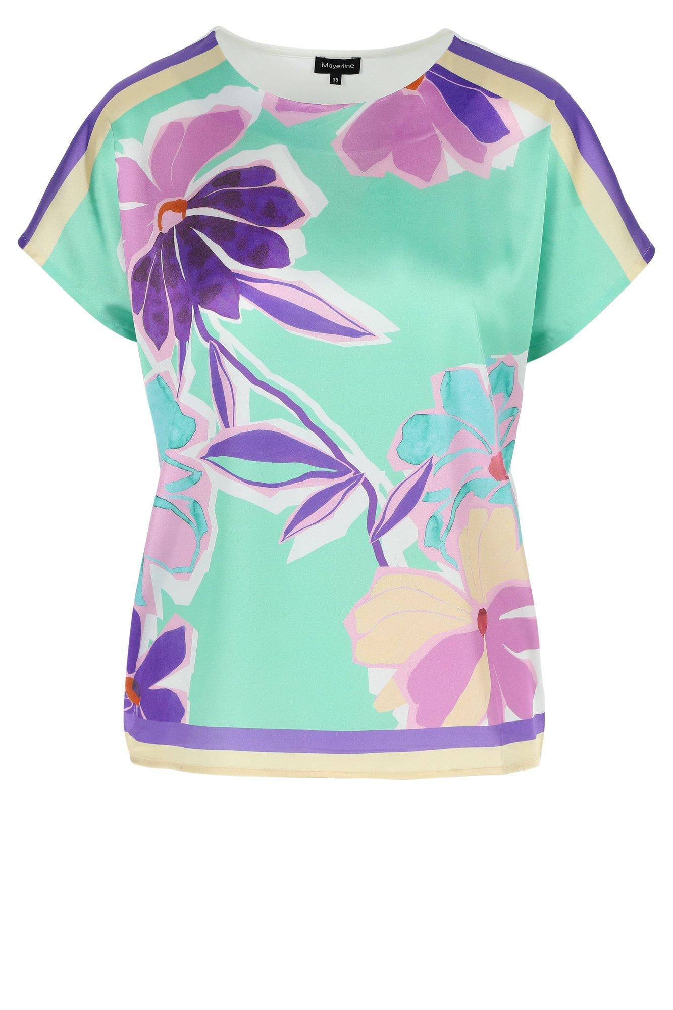 Sweatvest - Blouse T-shirt, devant en satin imprimé