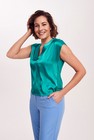 T-shirtblouse in satijn met V-hals - null - may