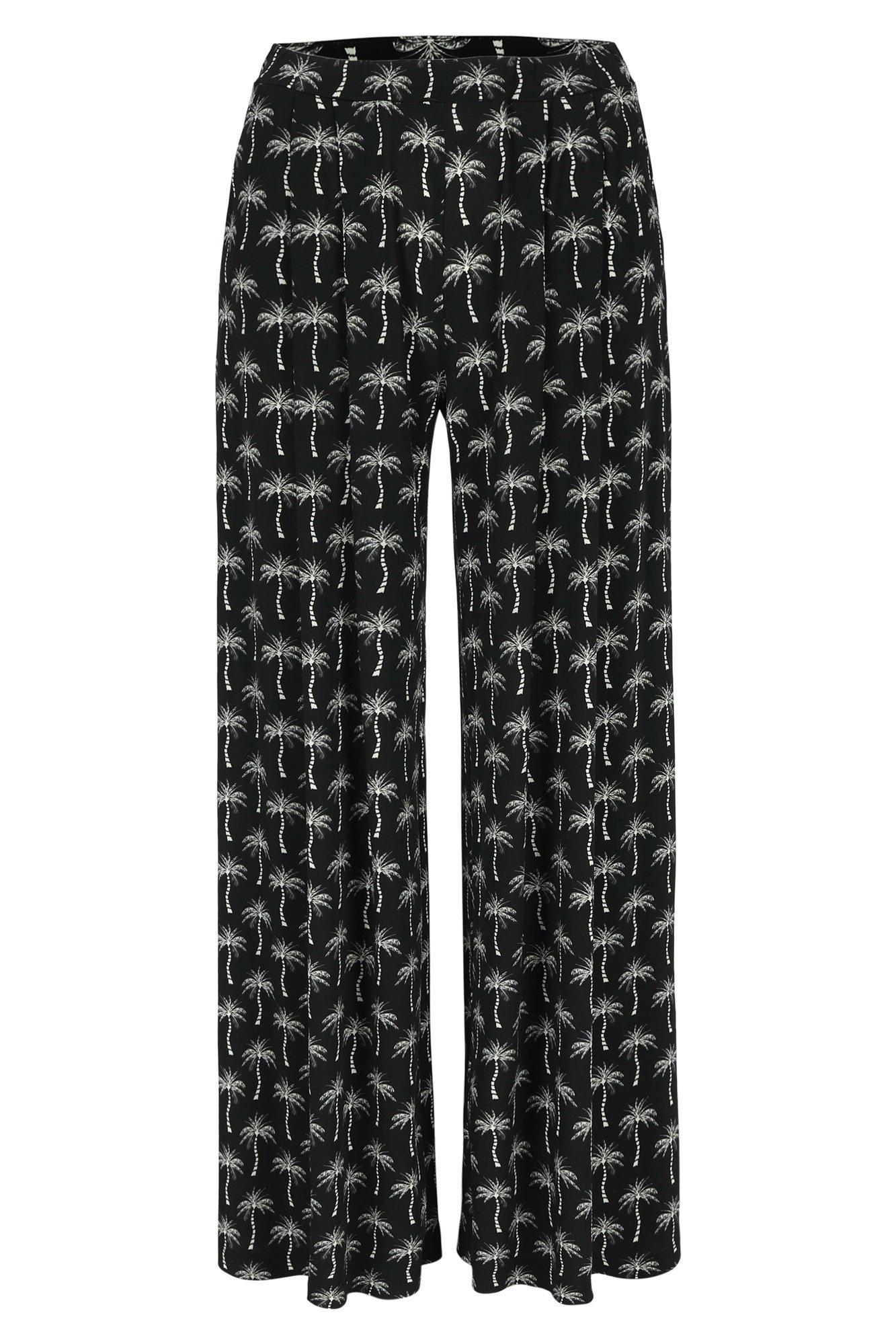Broeken - Extra wijde jerseybroek met palmboomprint