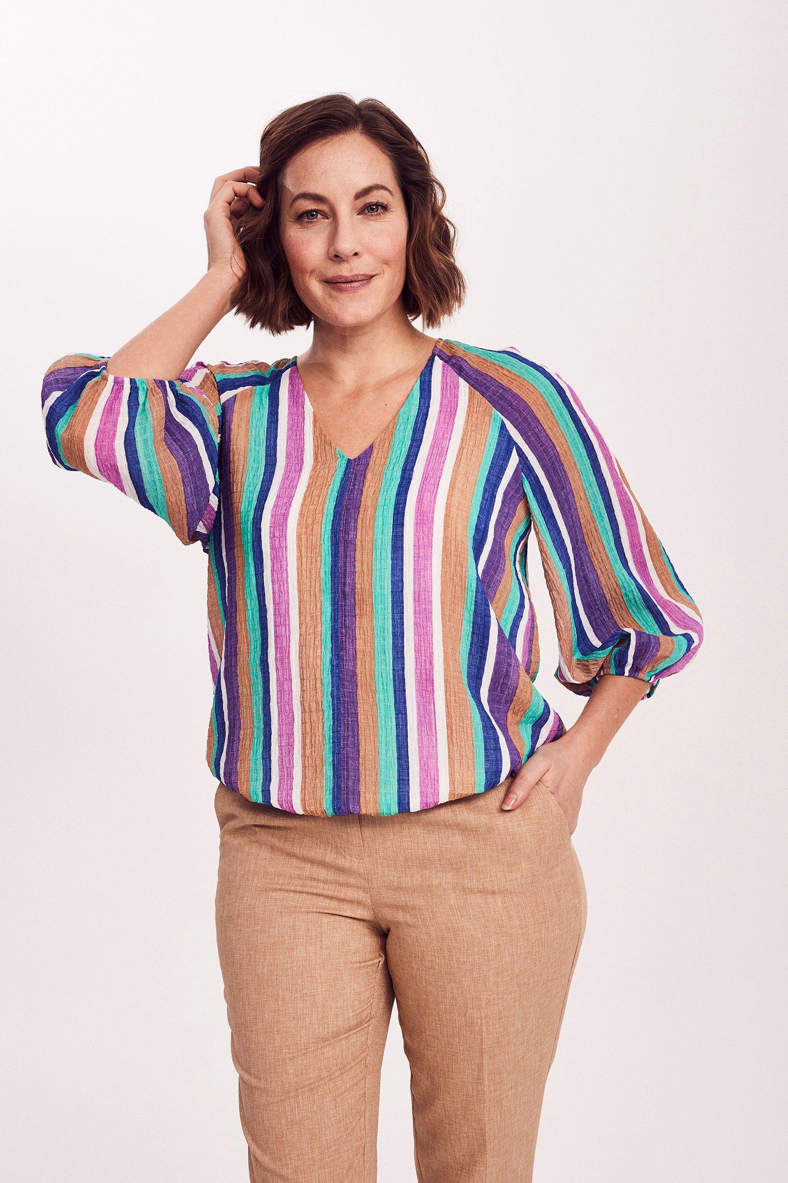 Gestreepte blouse op elastiek - null - may