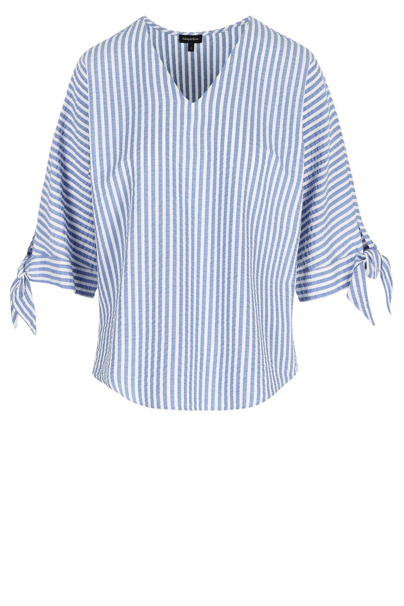 Hemden - Seersucker blouse met vleermuismouw