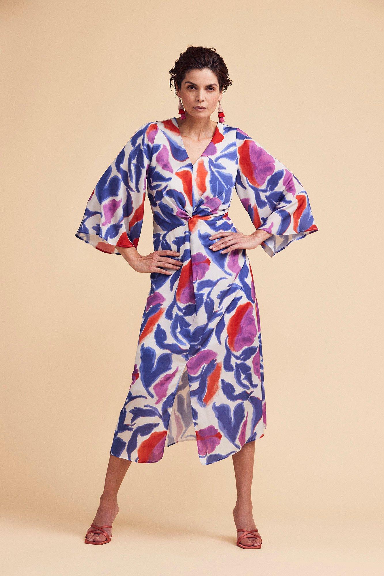 Longue robe drapée en satin - null - ame