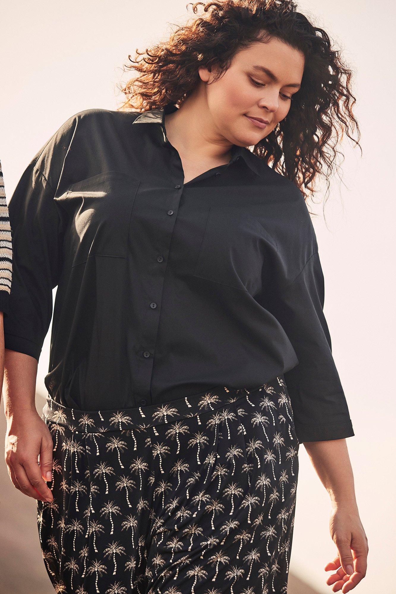 Lange hemdblouse in katoenmix - null - ame