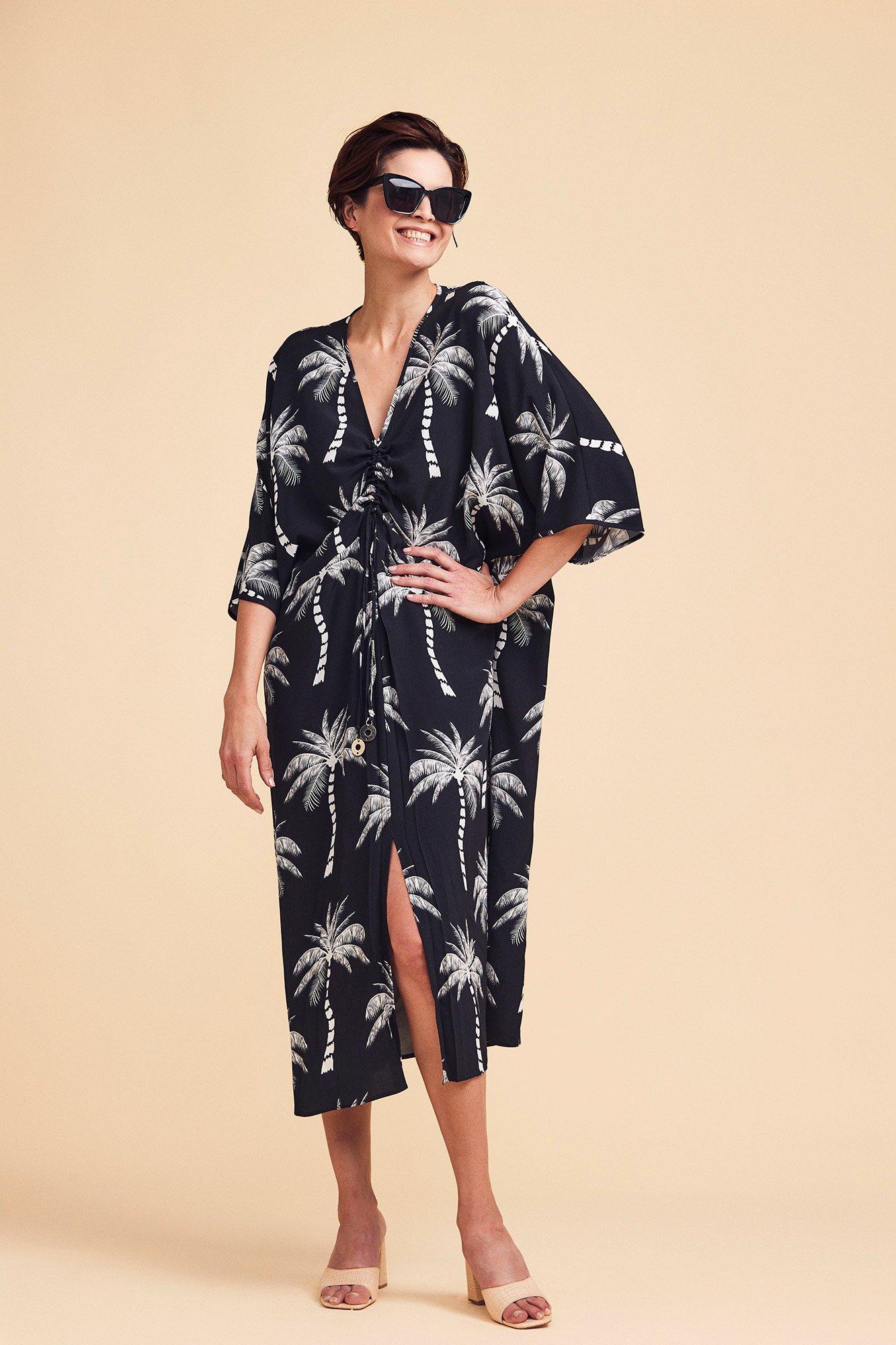 Robe caftan à imprimé palmiers - null - ame