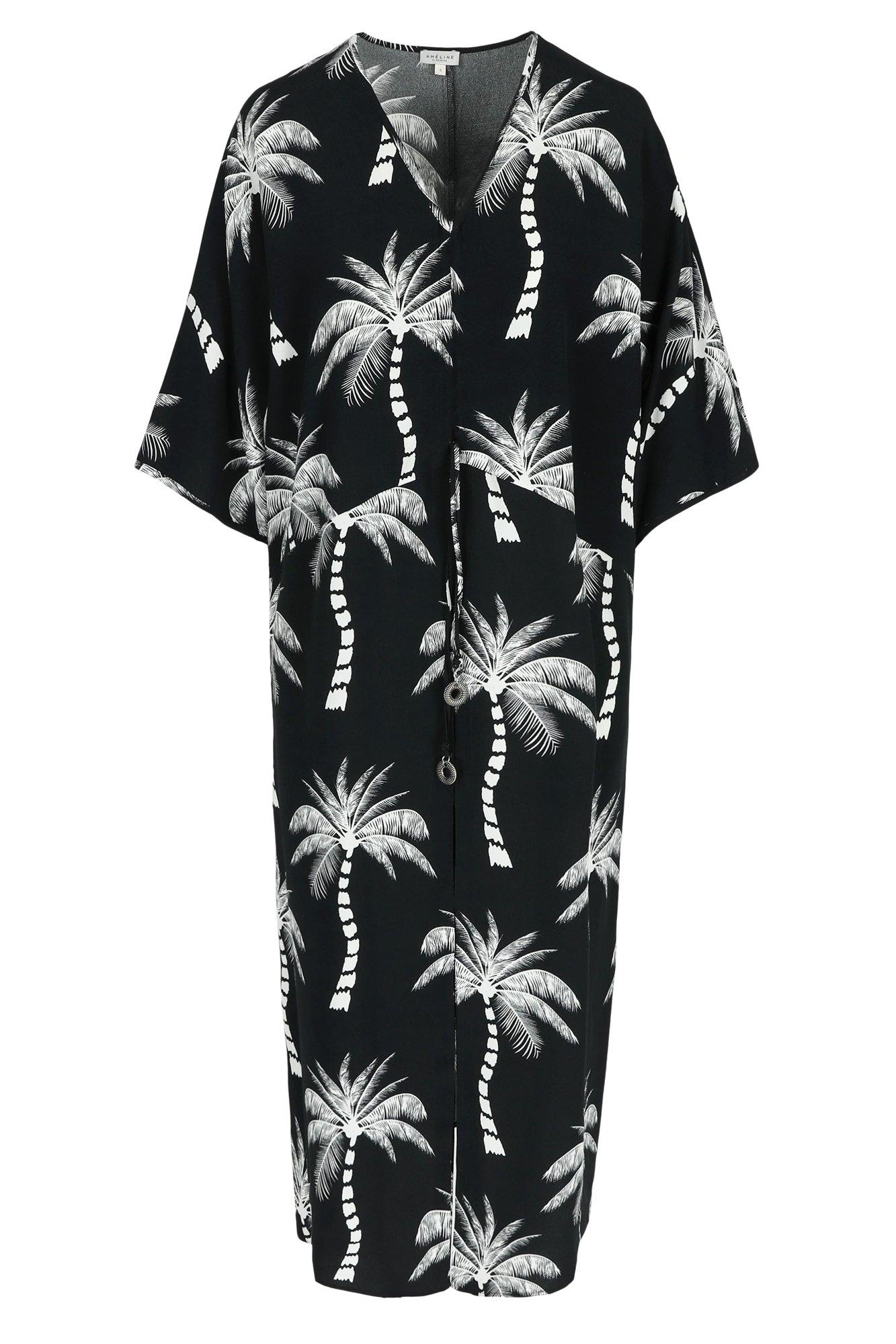 Kleedjes - Kaftanjurk met palmboomprint