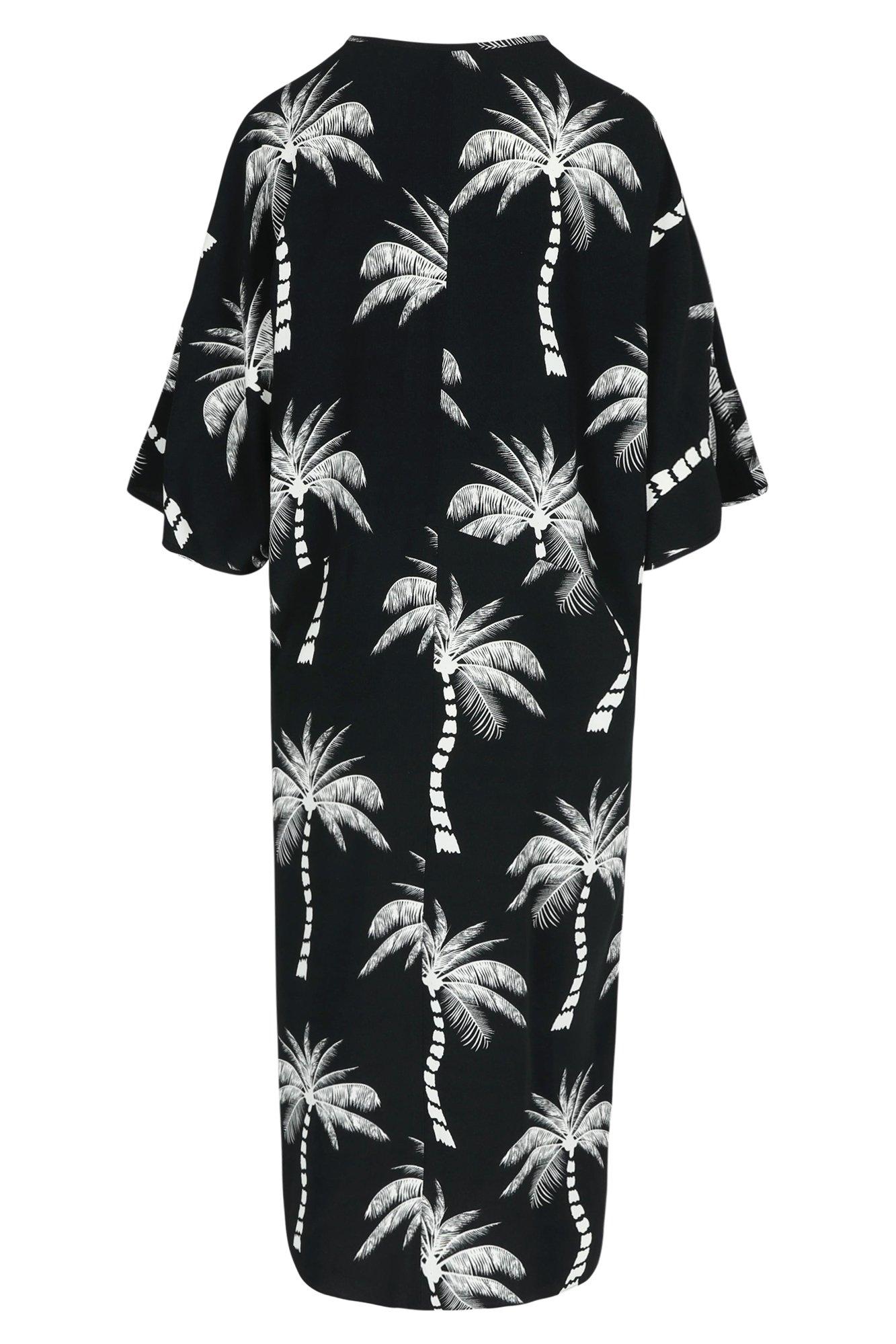 Kleedjes - Kaftanjurk met palmboomprint