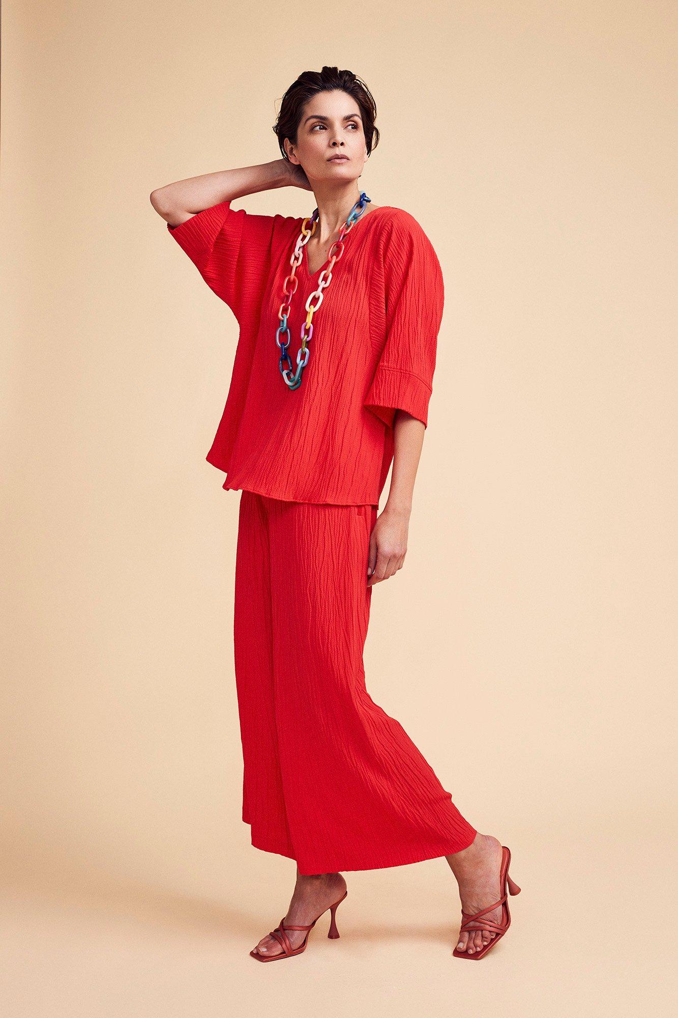 Chemises - Blouse boxy en tissu préfroissé