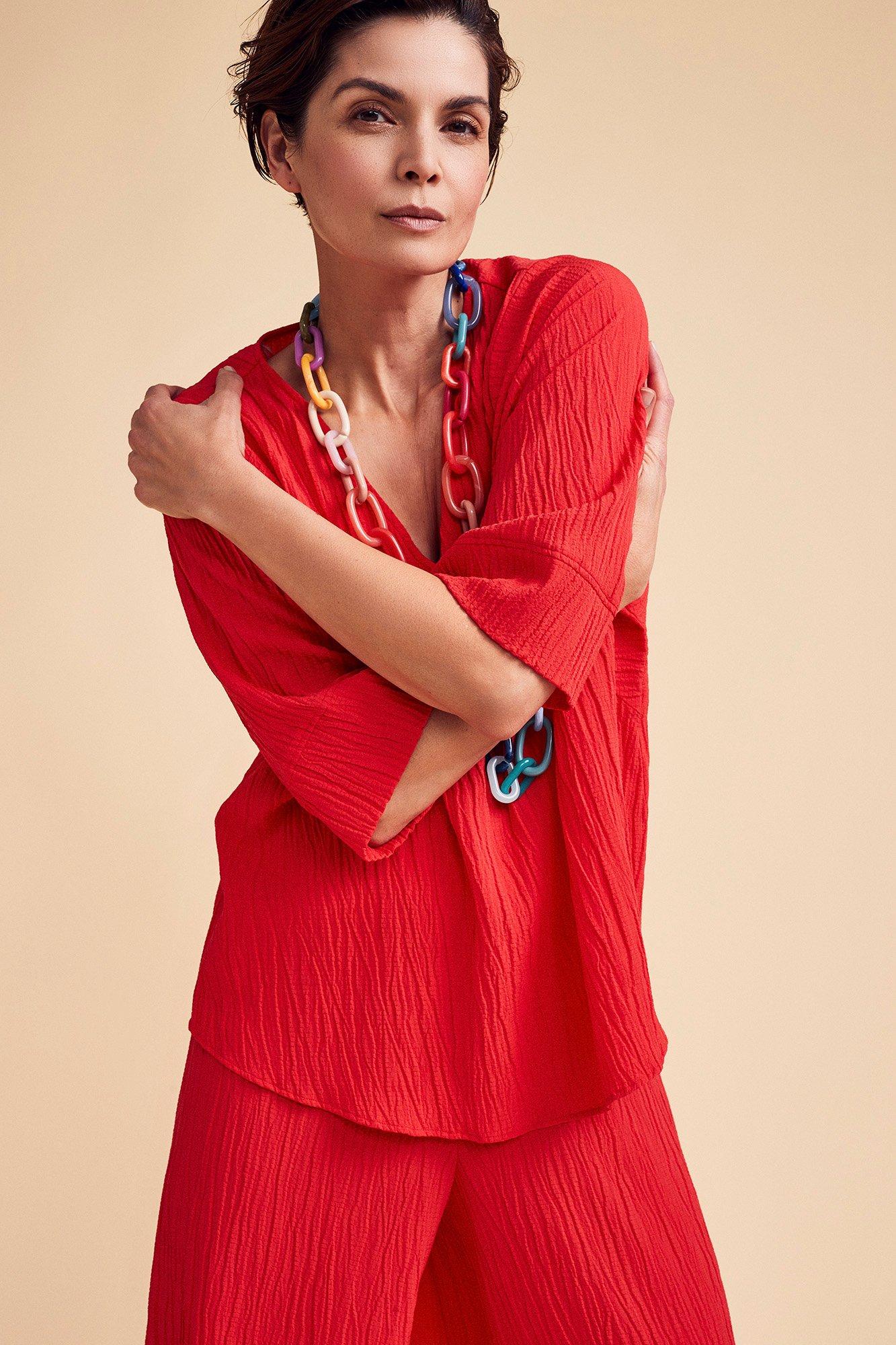 Chemises - Blouse boxy en tissu préfroissé