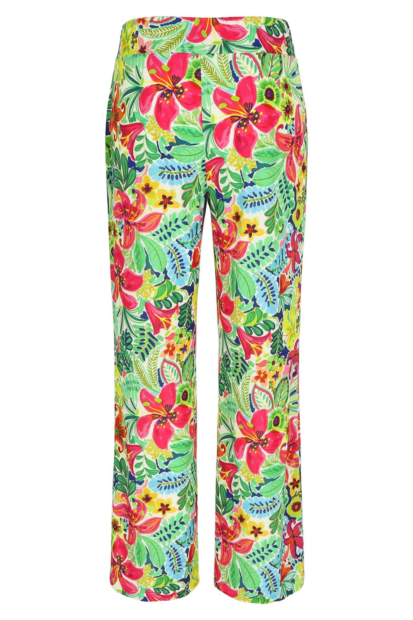 Broeken - Jersey broek met bloemenprint