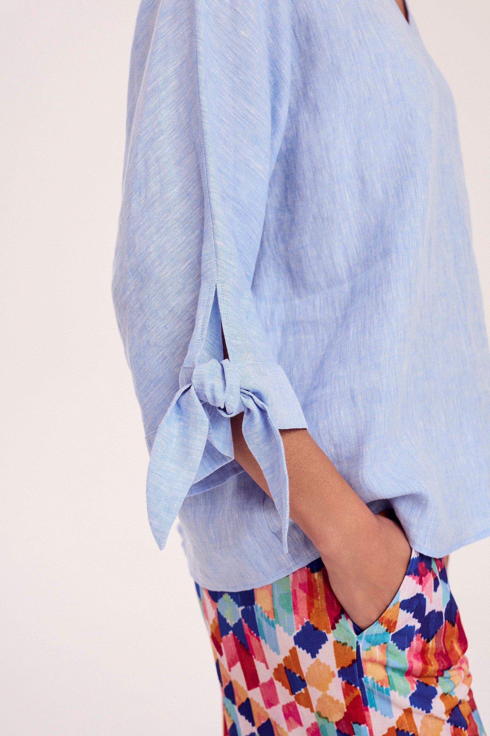 Hemden - Linnen blouse met vleermuismouwen