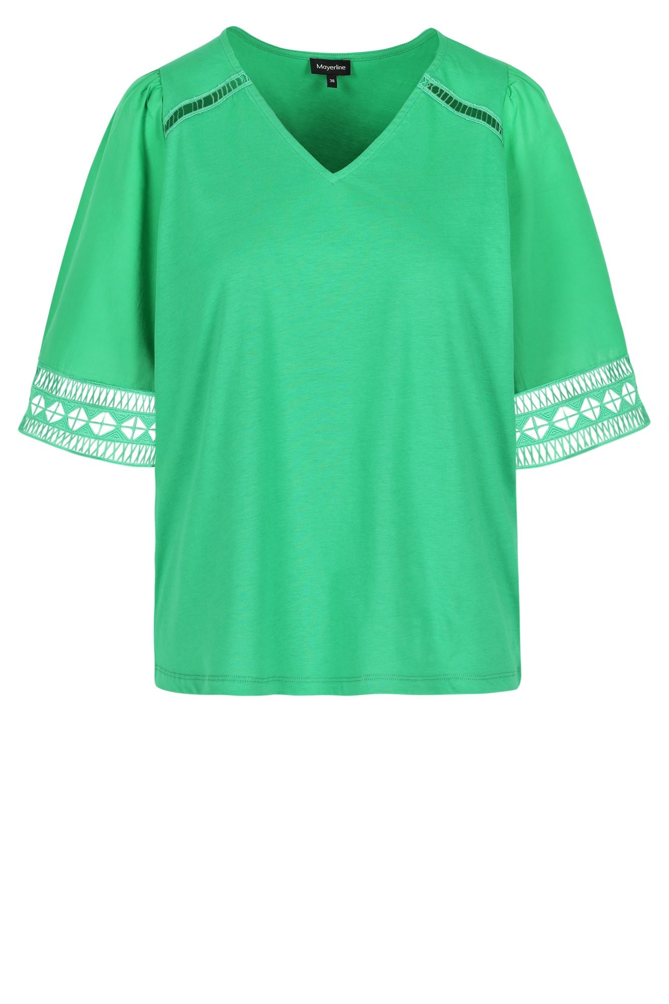 Hemden - Katoenen T-shirtblouse met macramé