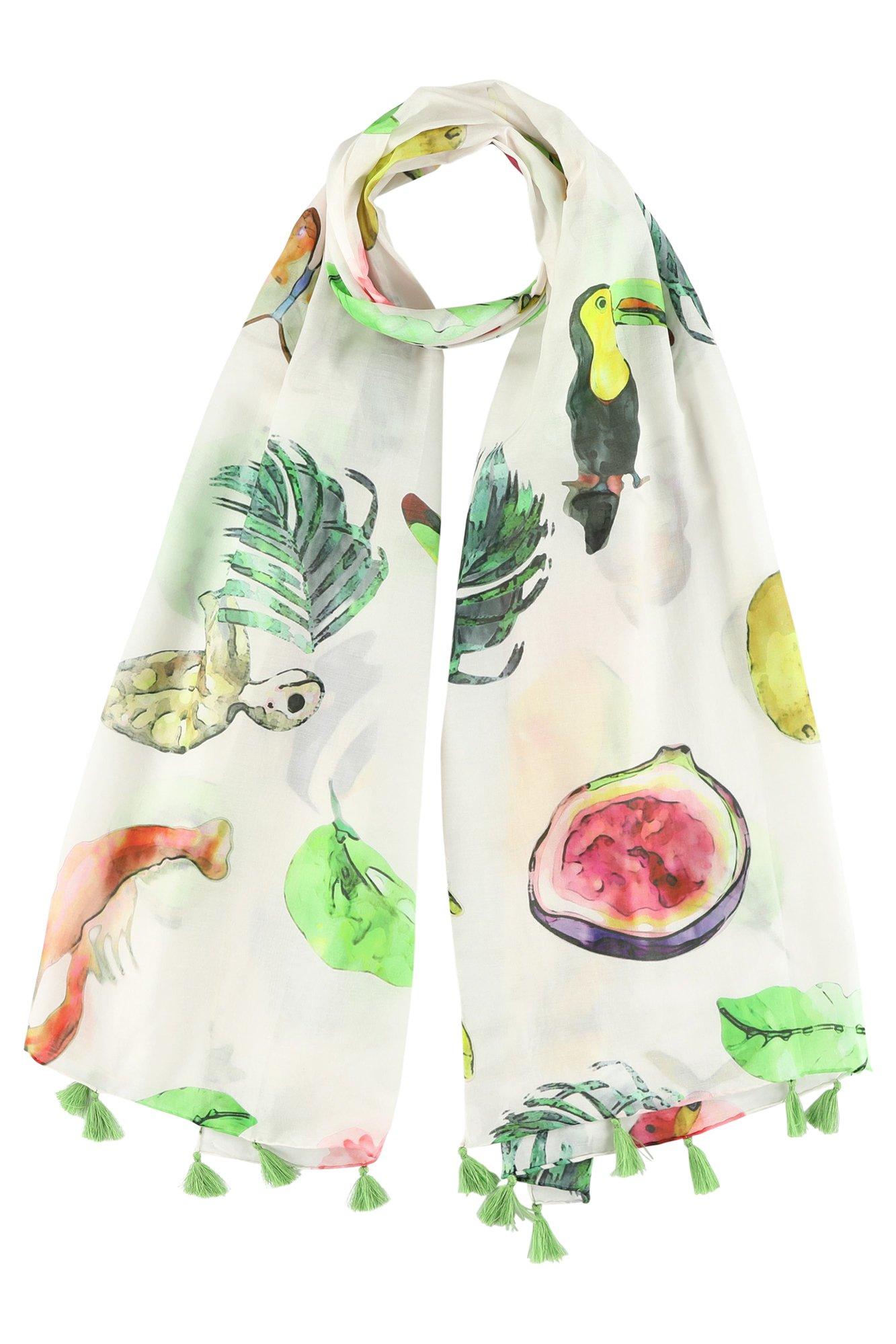 Sjaal met print in zijde en  katoen - may