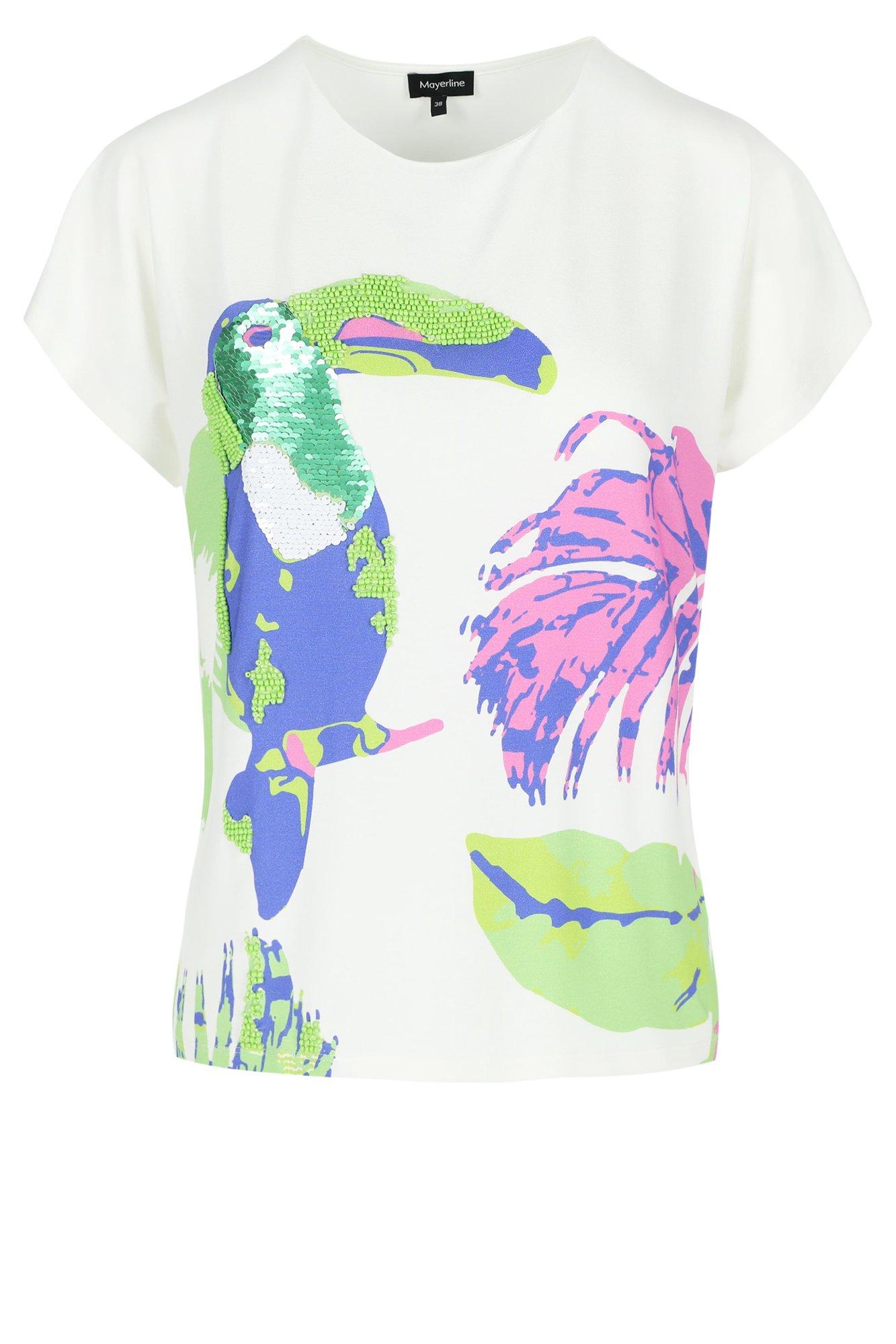 Sweatvest - T-shirt met papegaai in pailletten