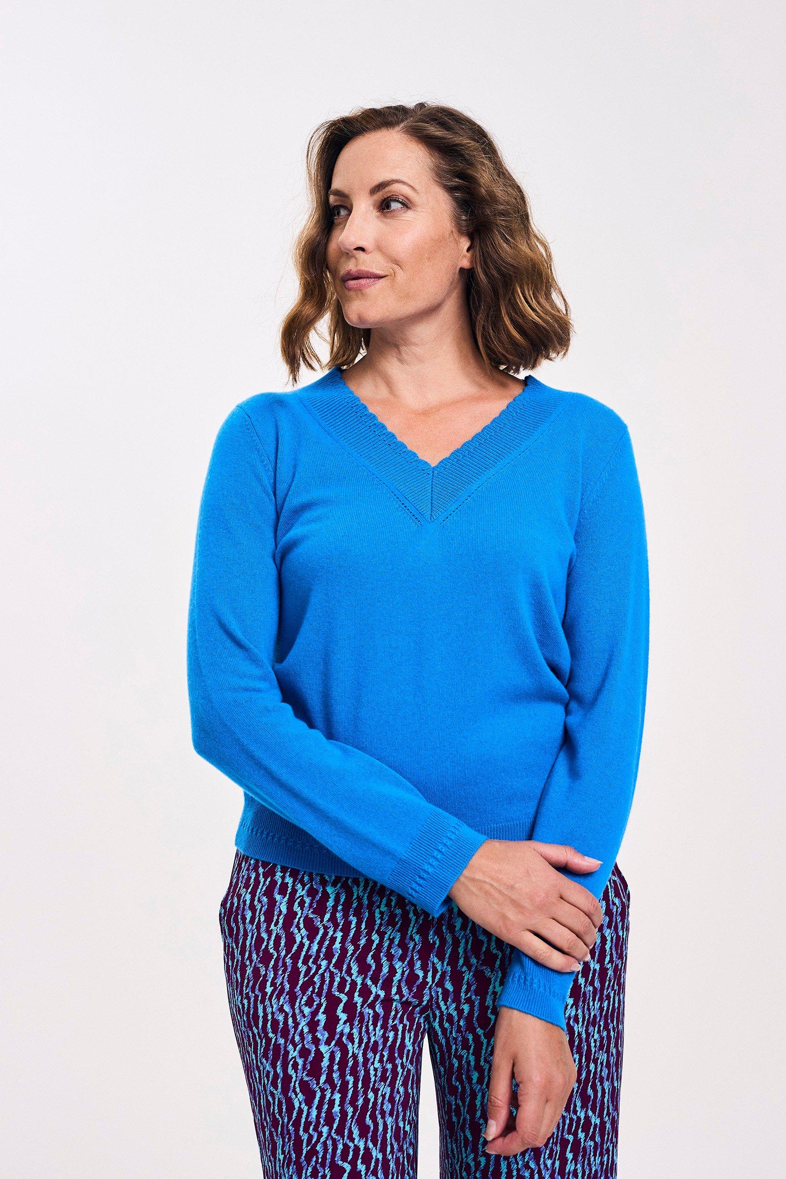 Pull col en V en mélange laine mérinos et cachemire - null - may