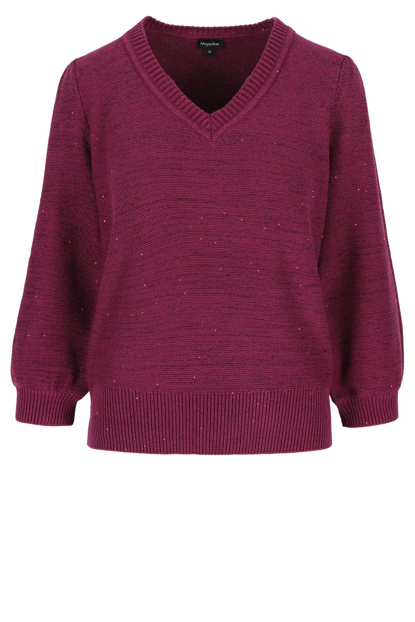 Pulls - Pull col-V en coton à sequins
