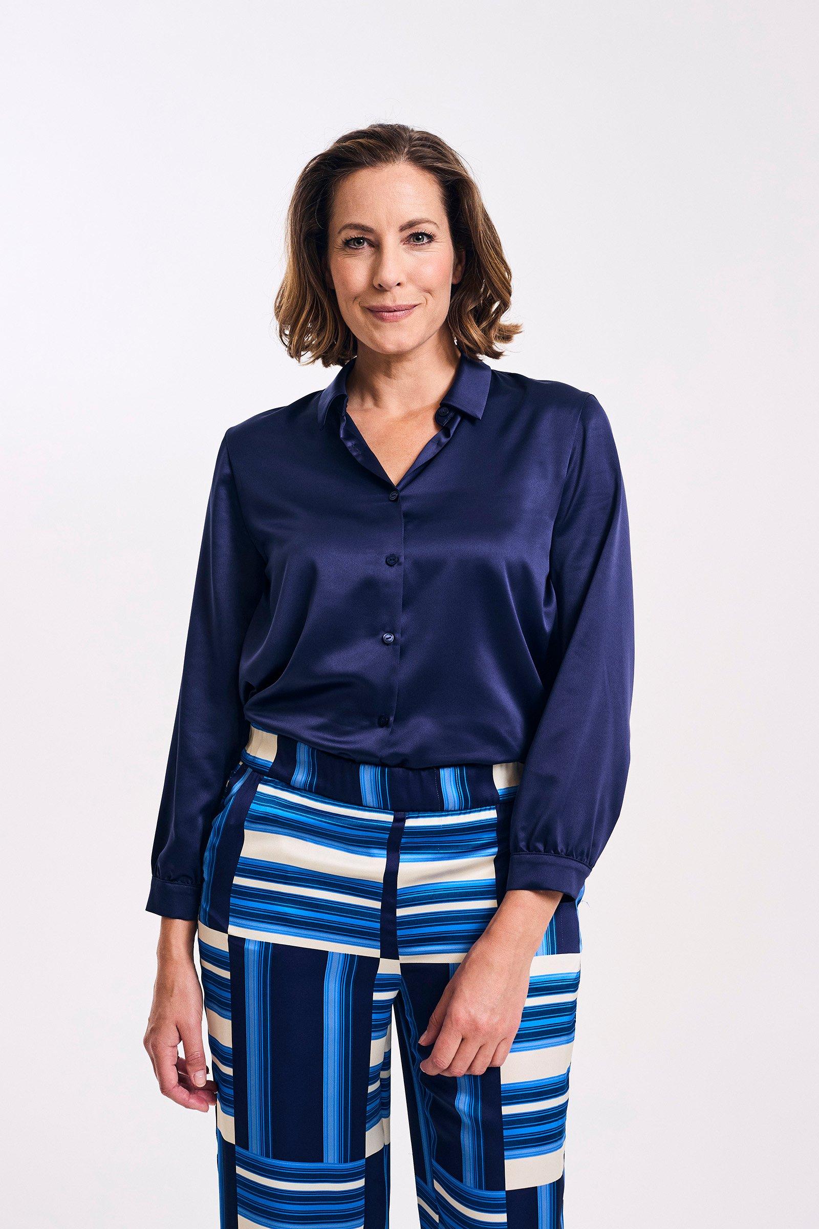 Hemdblouse in elastisch satijn - null - may