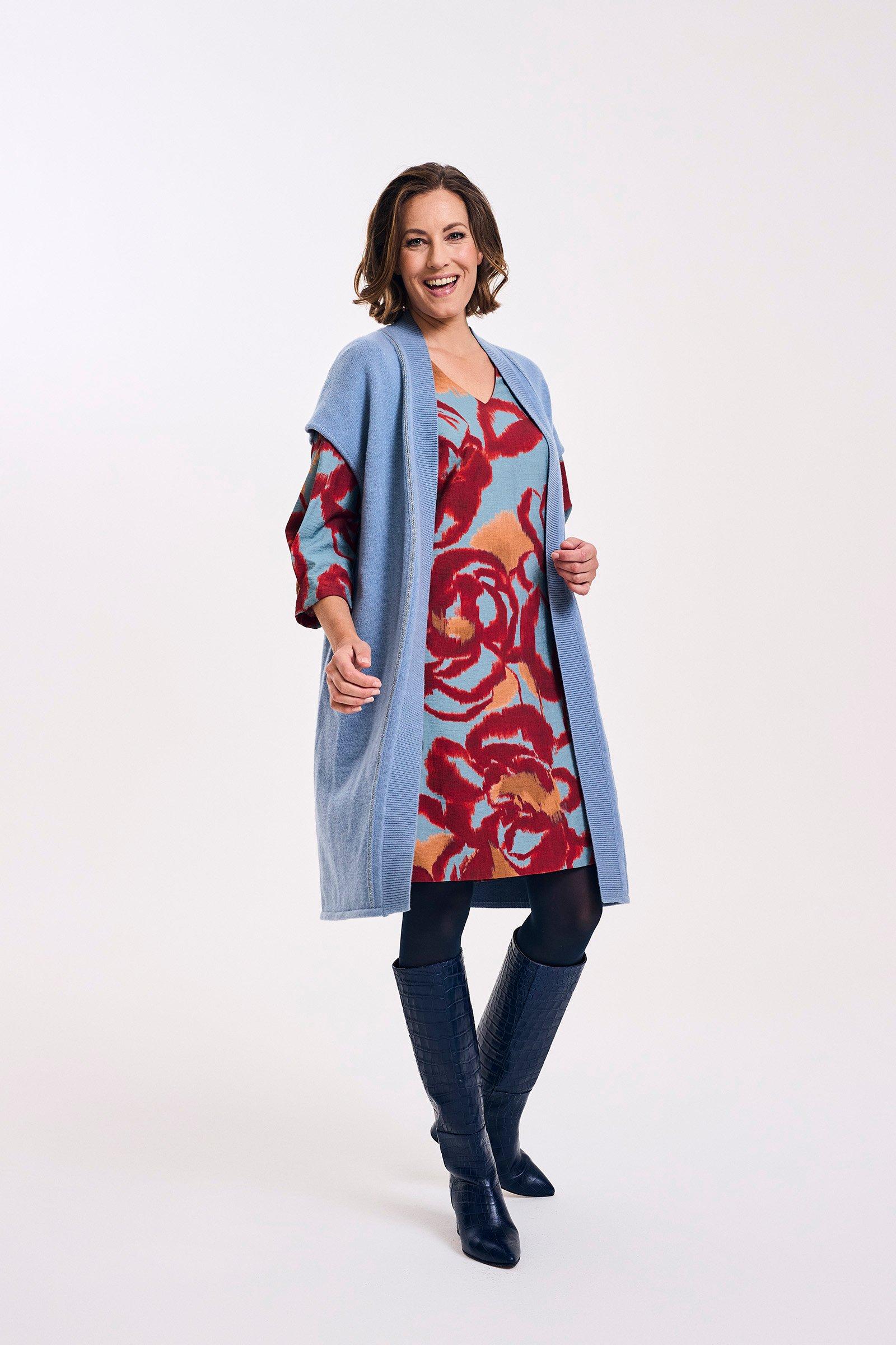 Robes - Robe droite imprimée à col en V