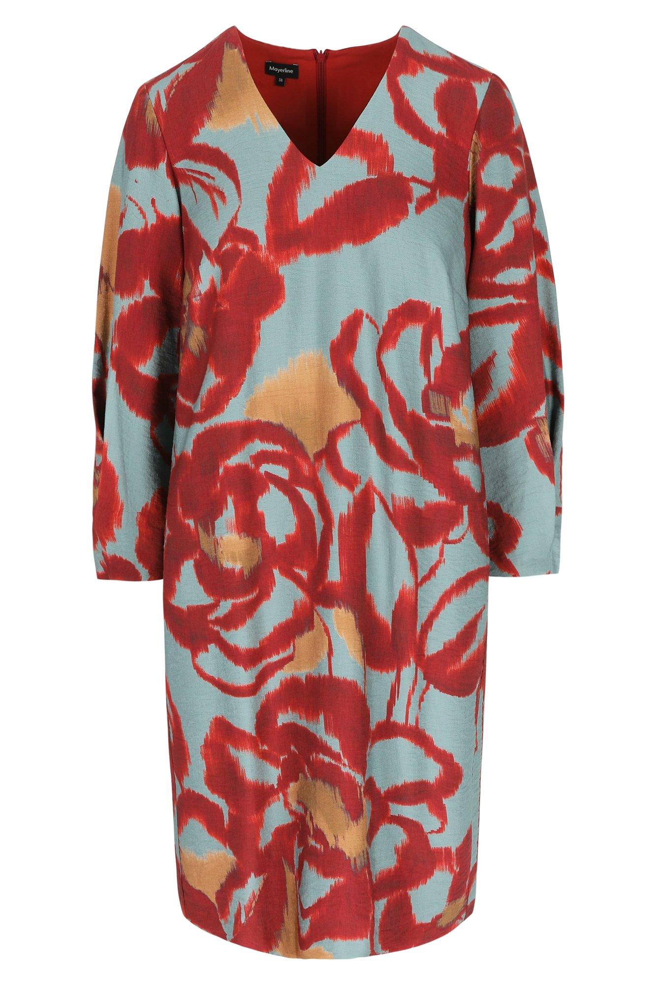 Robes - Robe droite imprimée à col en V