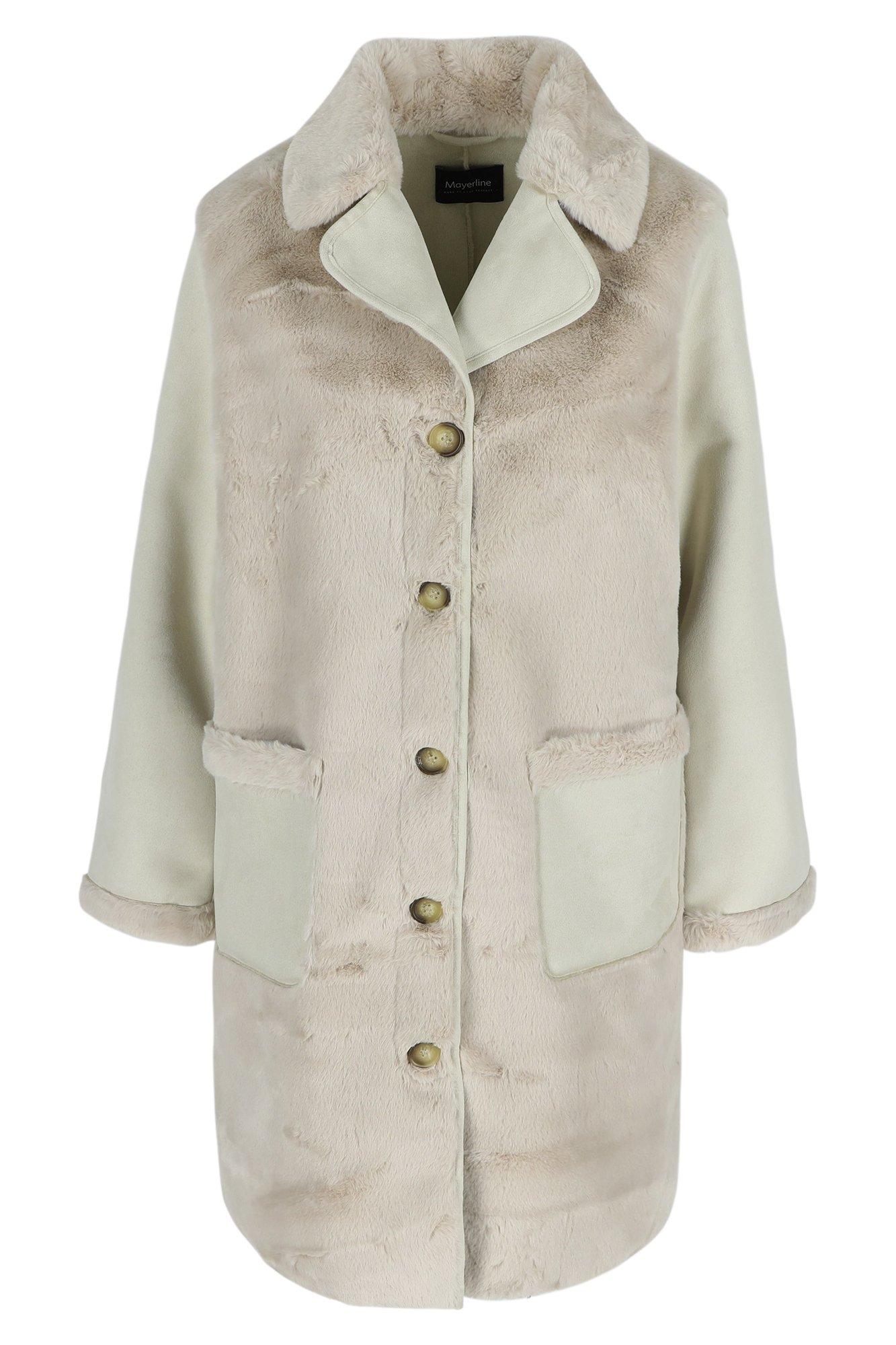 Manteaux - Manteau en fausse fourrure manches faux daim
