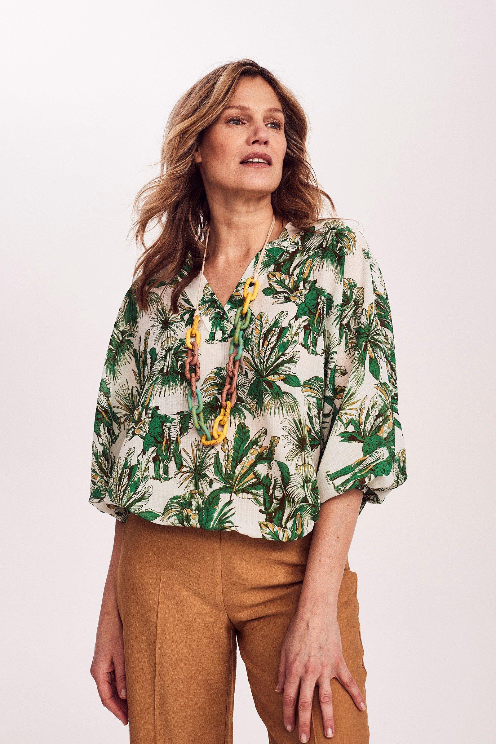Chemises - Blouse sur élastique à imprimé safari