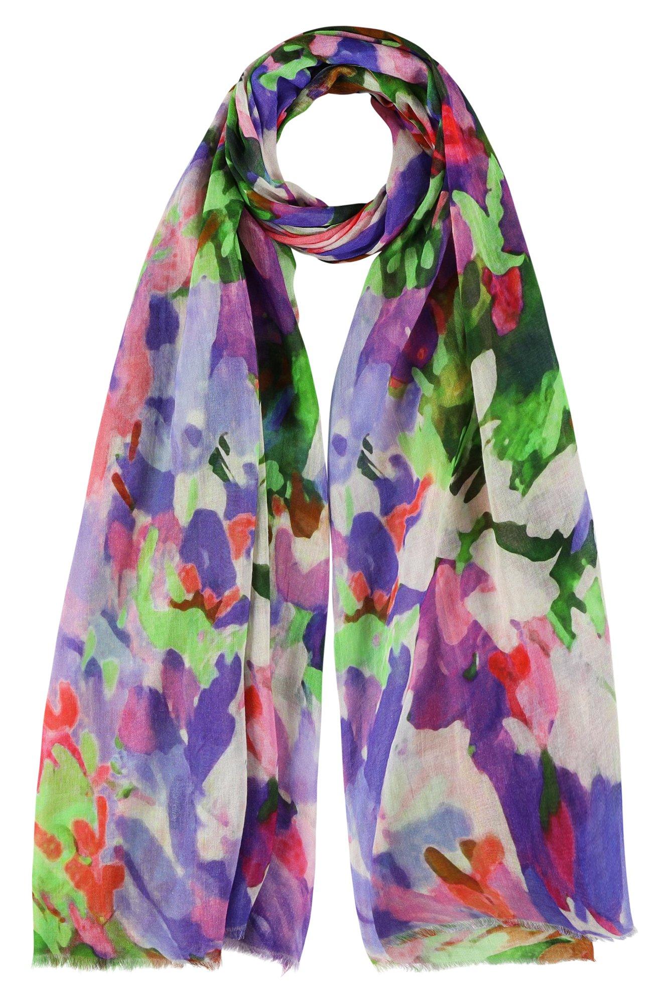 Echarpe à fleurs en mélange soie - null - may