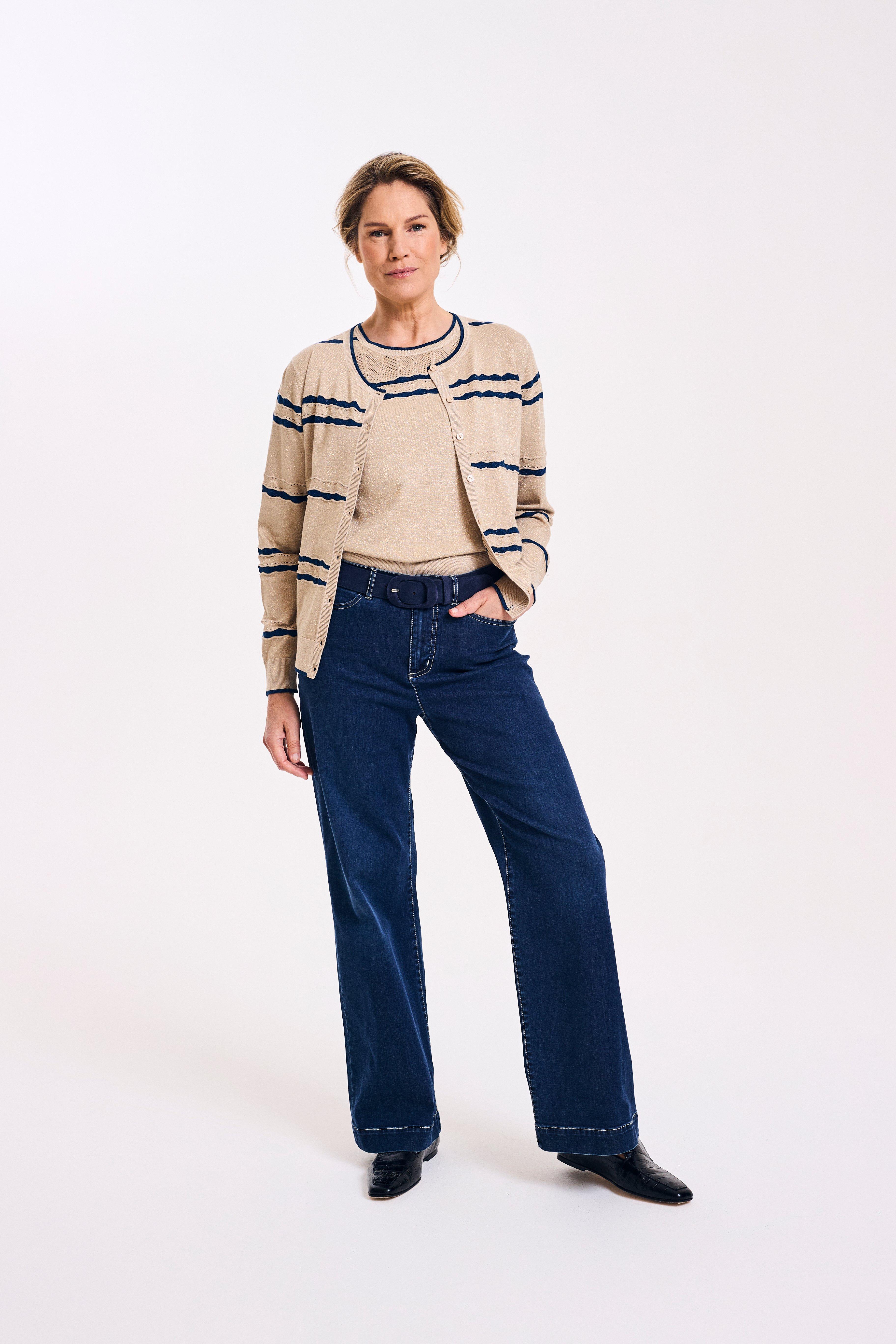 Cardigans - Pull ajouré en lurex bicolore