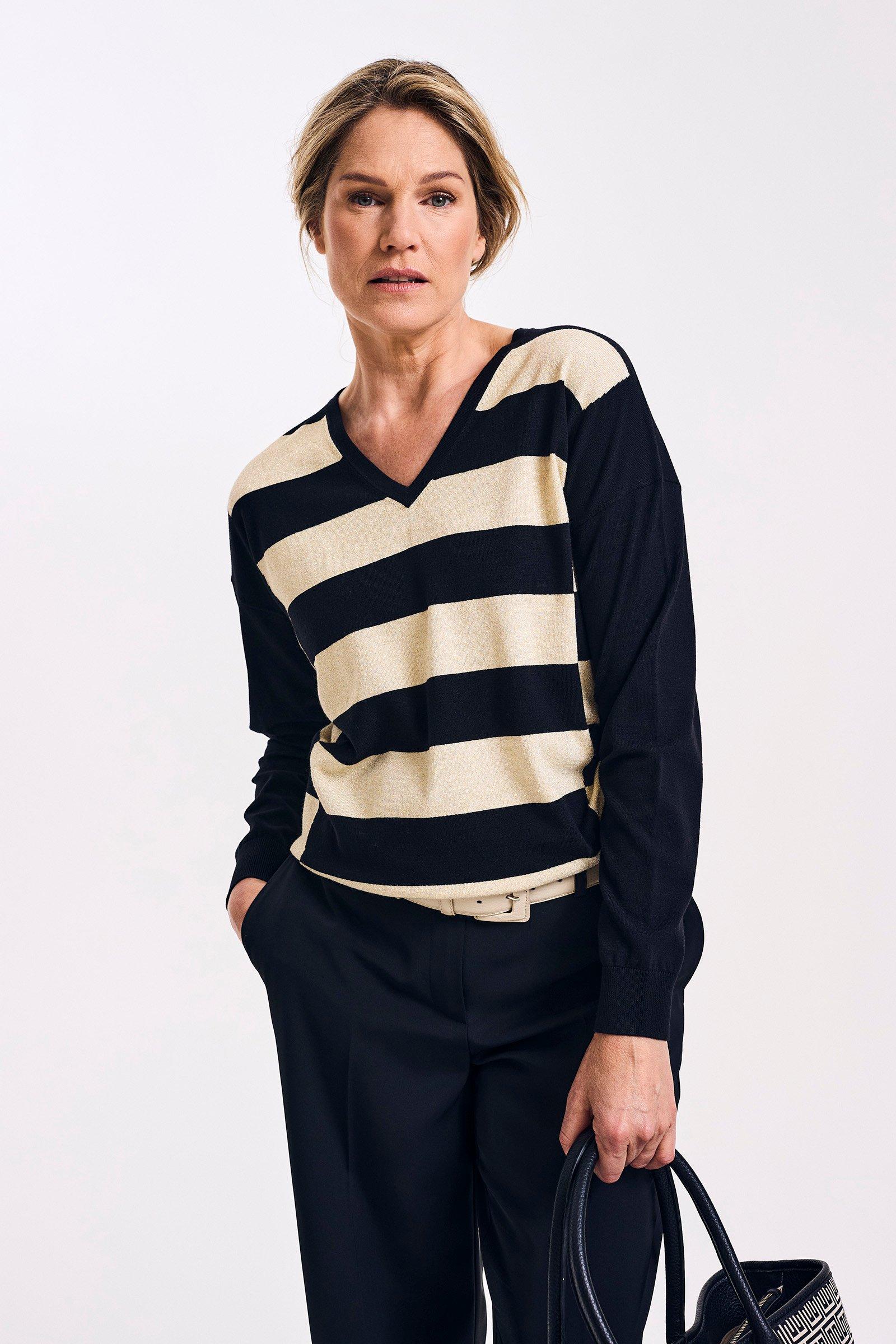 Pull à rayures larges avec lurex - null - may